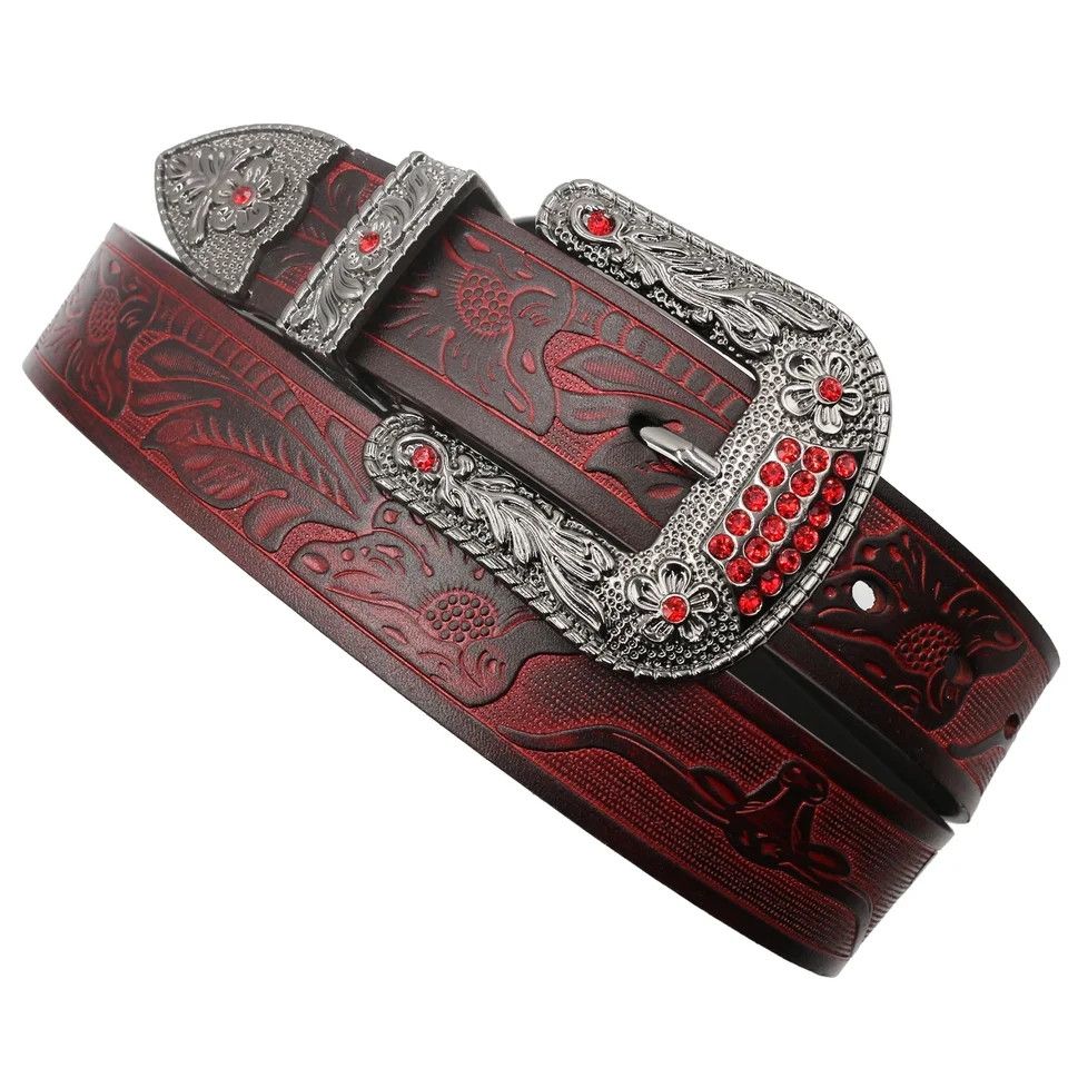 Japanese Brand flower embossment cowboy belt Size ONE SIZE - 2 Thumbnail