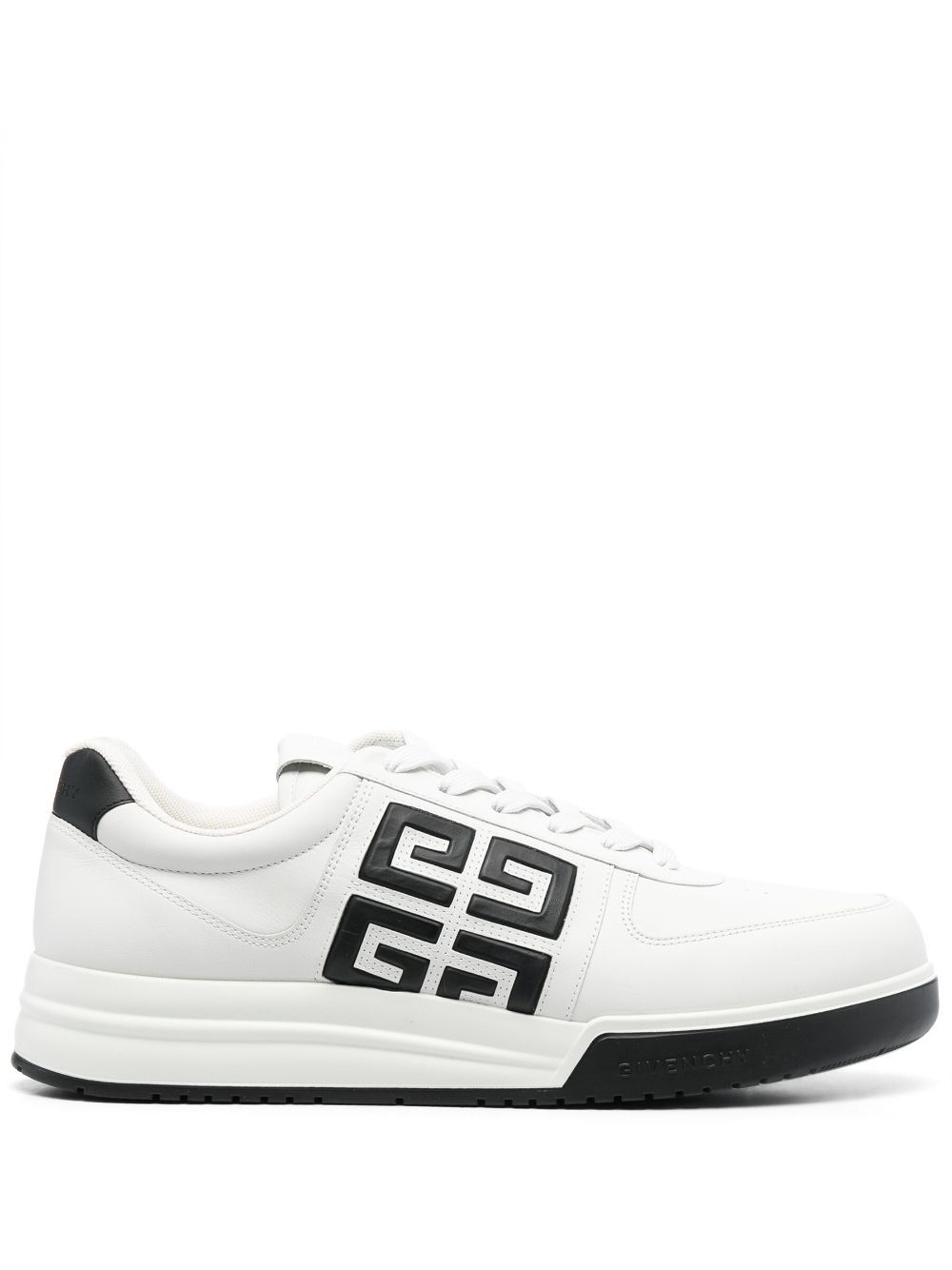 o1srvl11e1224 Contrasting Logo Leather Sneakers in White