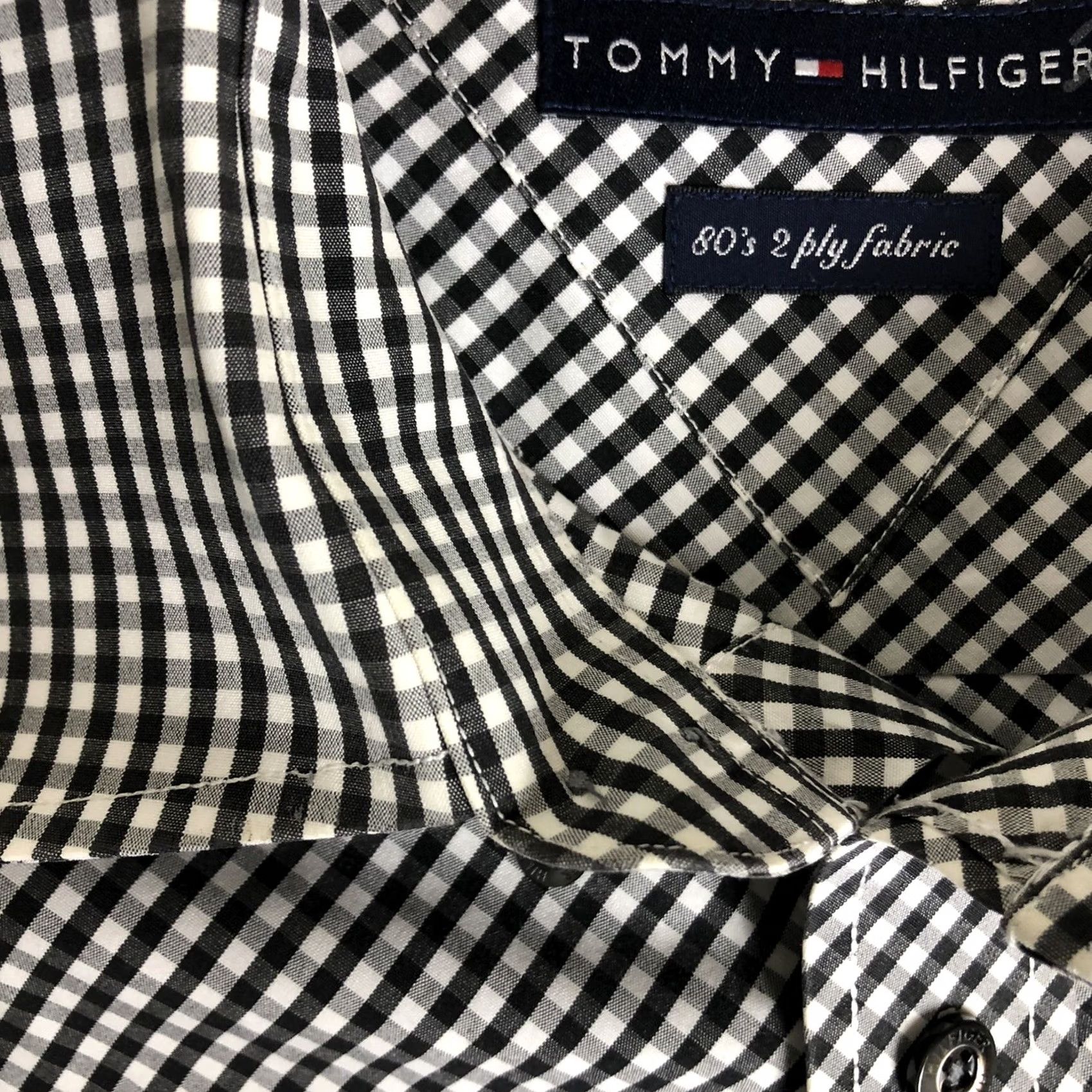 Tommy Hilfiger Tommy Hilfiger Button Up Shirt Mens XL Long Sleeve Black 80s Two Ply Cotton I104 Size US XL / EU 56 / 4 - 7 Thumbnail