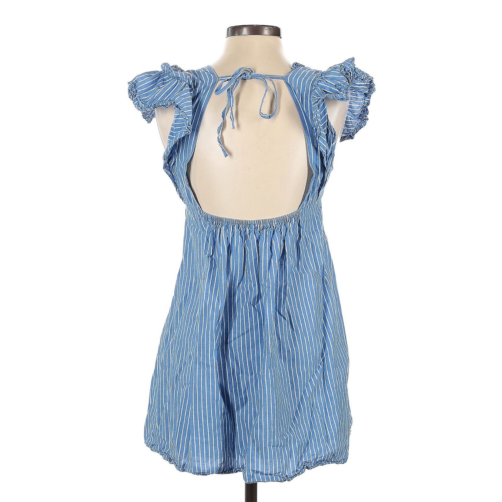 Urban Outfitters Urban Outfitters Blue White Striped Ruffled Babydoll Dress | Size S / US 4 / IT 40 - 4 Thumbnail