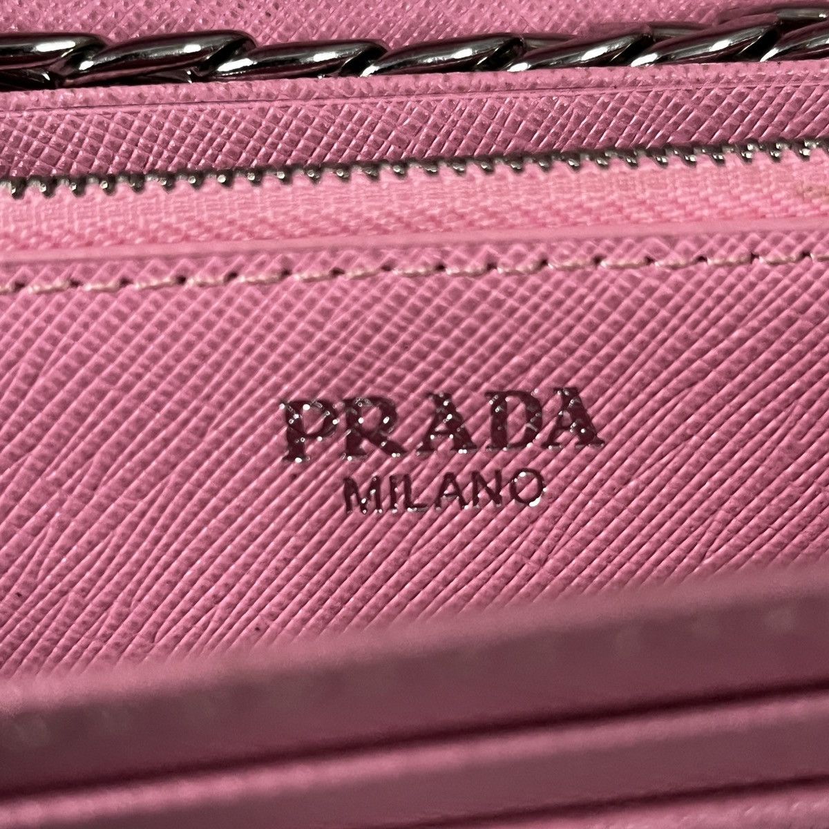 Prada Prada Pink Saffiano Rings Stud Clutch Chain Crossbody Size ONE SIZE - 6 Thumbnail
