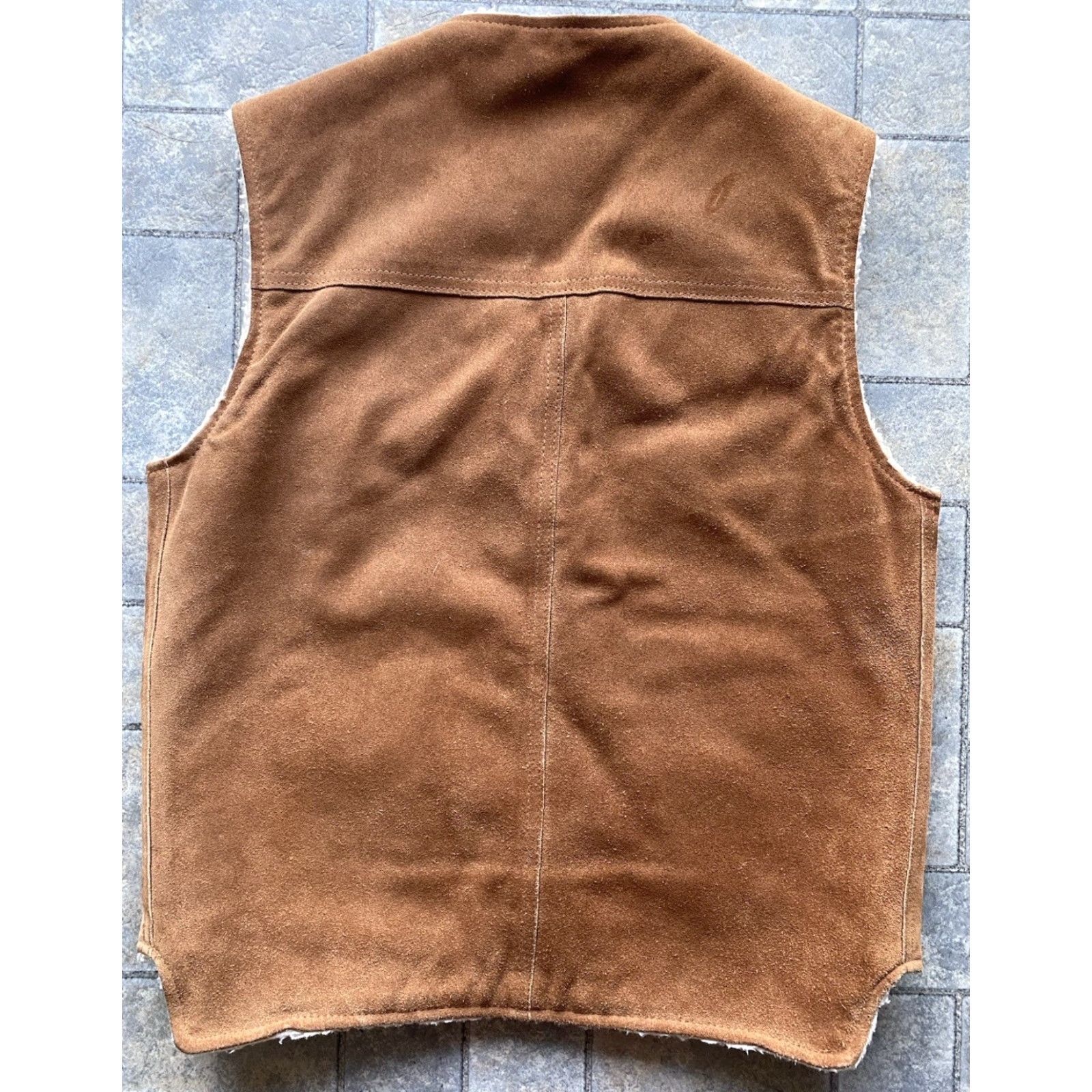 Sears VINTAGE Sears Vest Mens Small Western Suede Leather Sherpa Lined Pockets Snaps Cowboy Western VTG Size US S / EU 44-46 / 1 - 7 Thumbnail