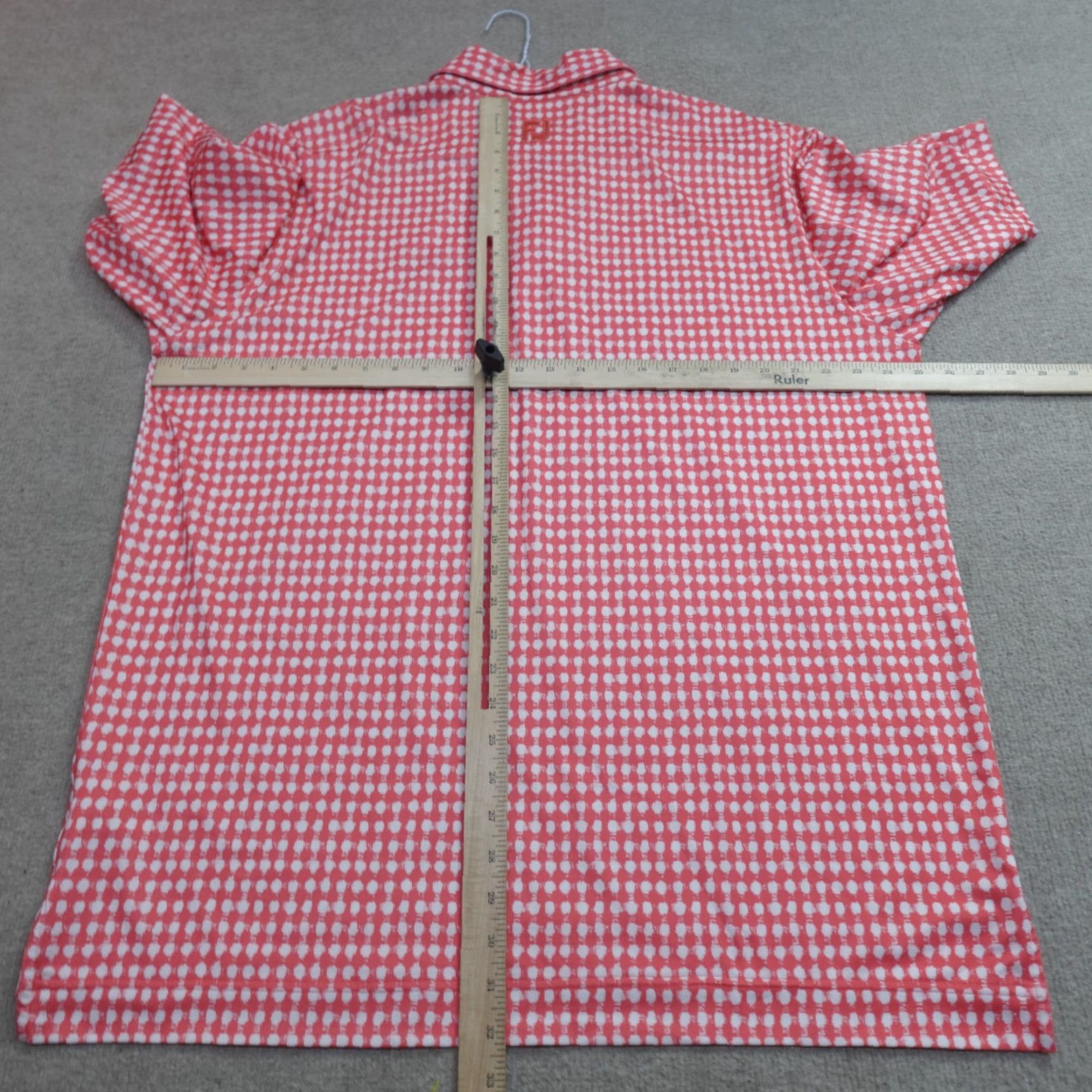 Footjoy FootJoy Polo Shirt XL Red White Geometric Print Piney Branch Golf Club Mens Short Sleeve Button Collar Embroidered Performance Golf Size US XL / EU 56 / 4 - 5 Thumbnail
