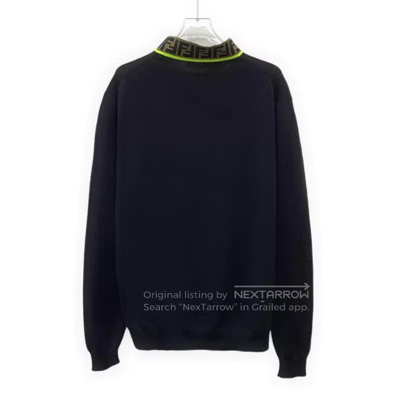 Fendi Fendi Black Collar Double F Wool Crewneck Long Sleeve Knit Size US M / EU 48-50 / 2 - 2 Thumbnail