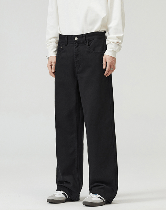 Japanese Brand Men's trendy all-match loose straight washed jeans Size US 32 / EU 48 - 2 Thumbnail
