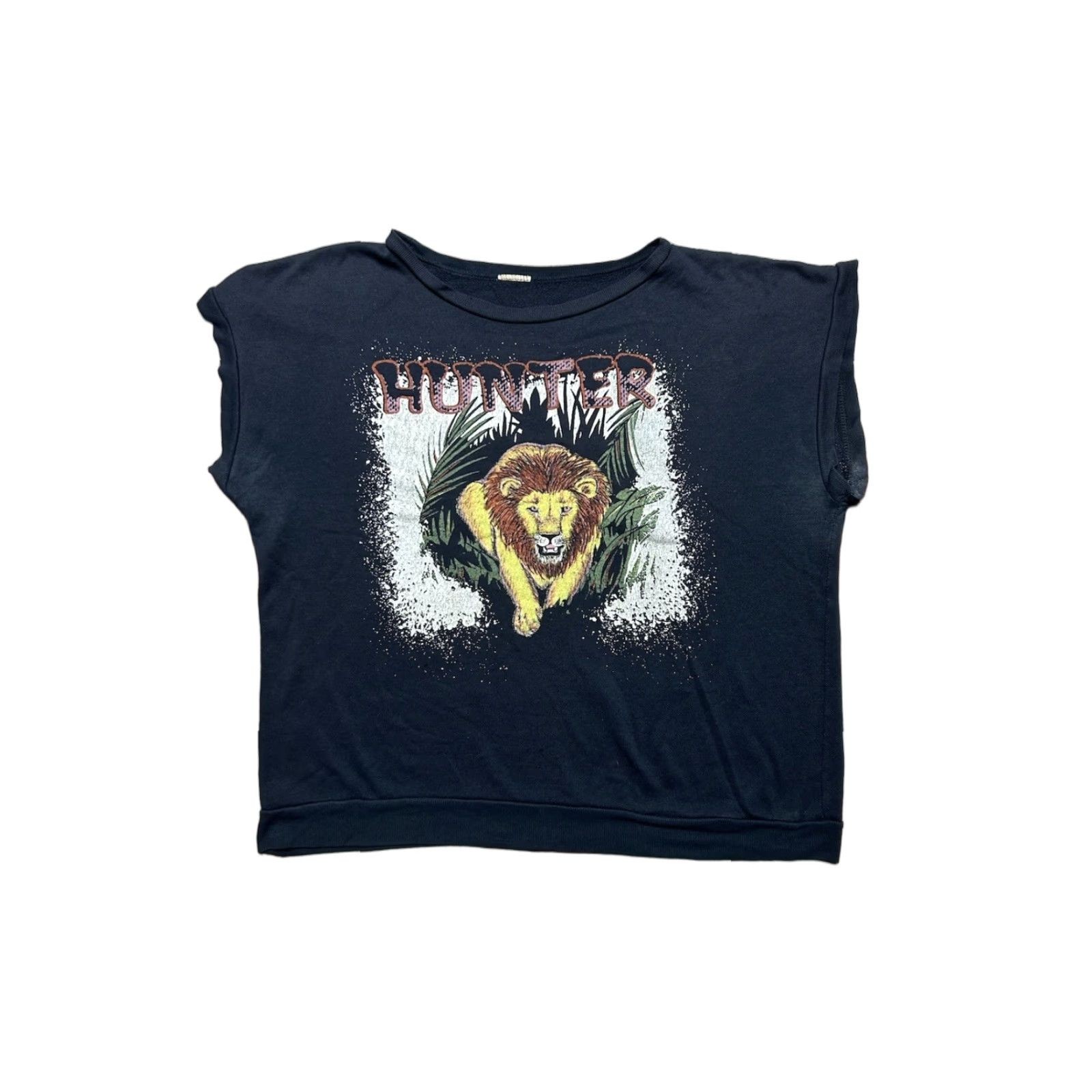 Hunter VINTAGE 80s Sleeveless Sweatshirt Hunter Lion Animal Black Pullover Boxy XL Men's Size US XL / EU 56 / 4 - 1 Thumbnail