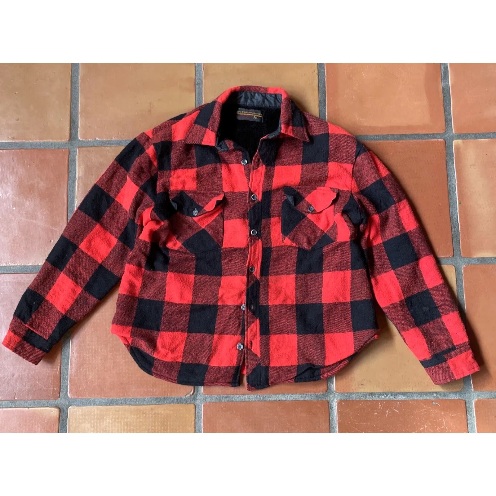 Vintage VINTAGE Montgomery Ward Mens L Button Up Red Buffalo Plaid Lined Jacket VTG Shirt 1980s Mens Size US L / EU 52-54 / 3 - 3 Thumbnail