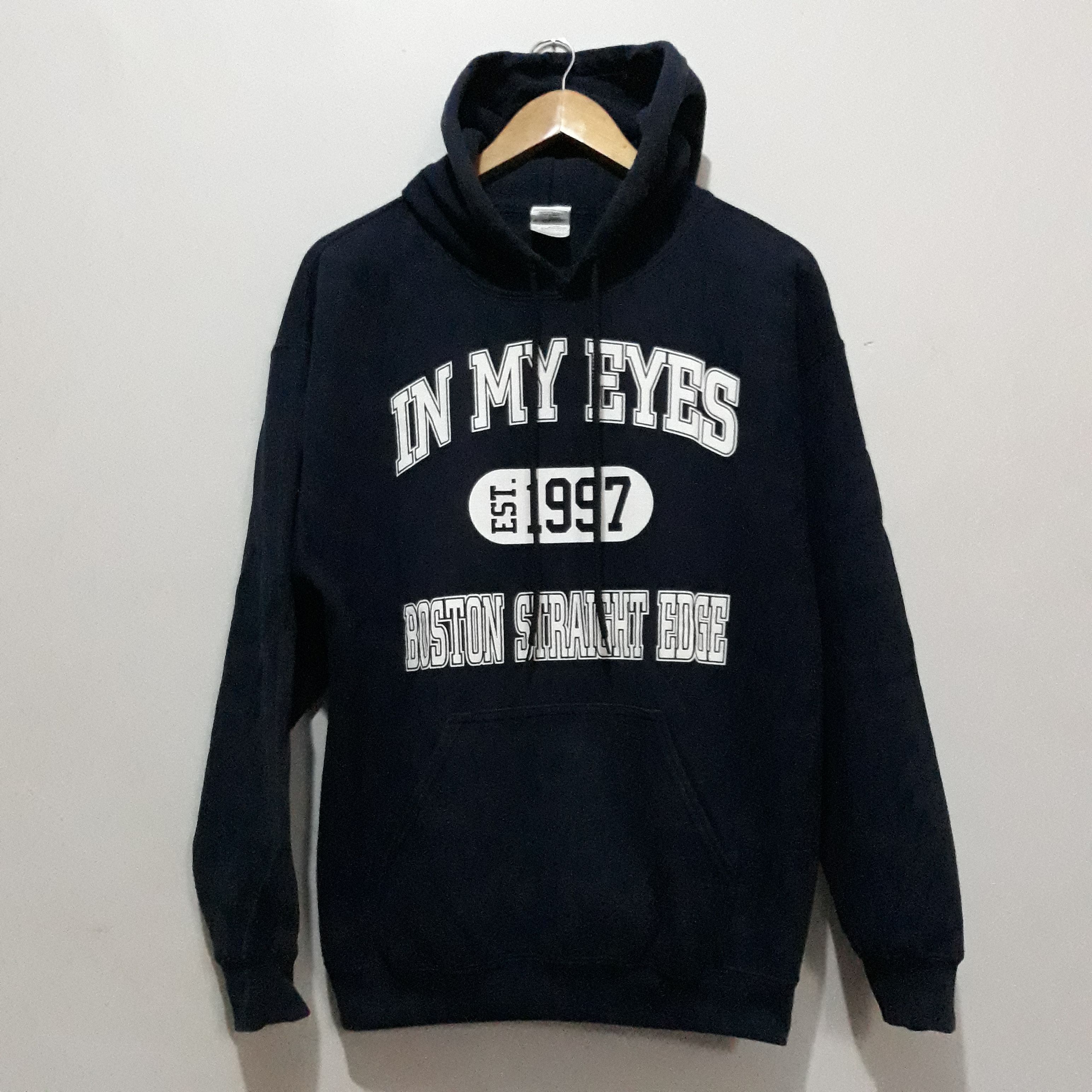image of Vintage In My Eyes Boston Straight Edge Hoodie in Navy, Men's (Size Medium)