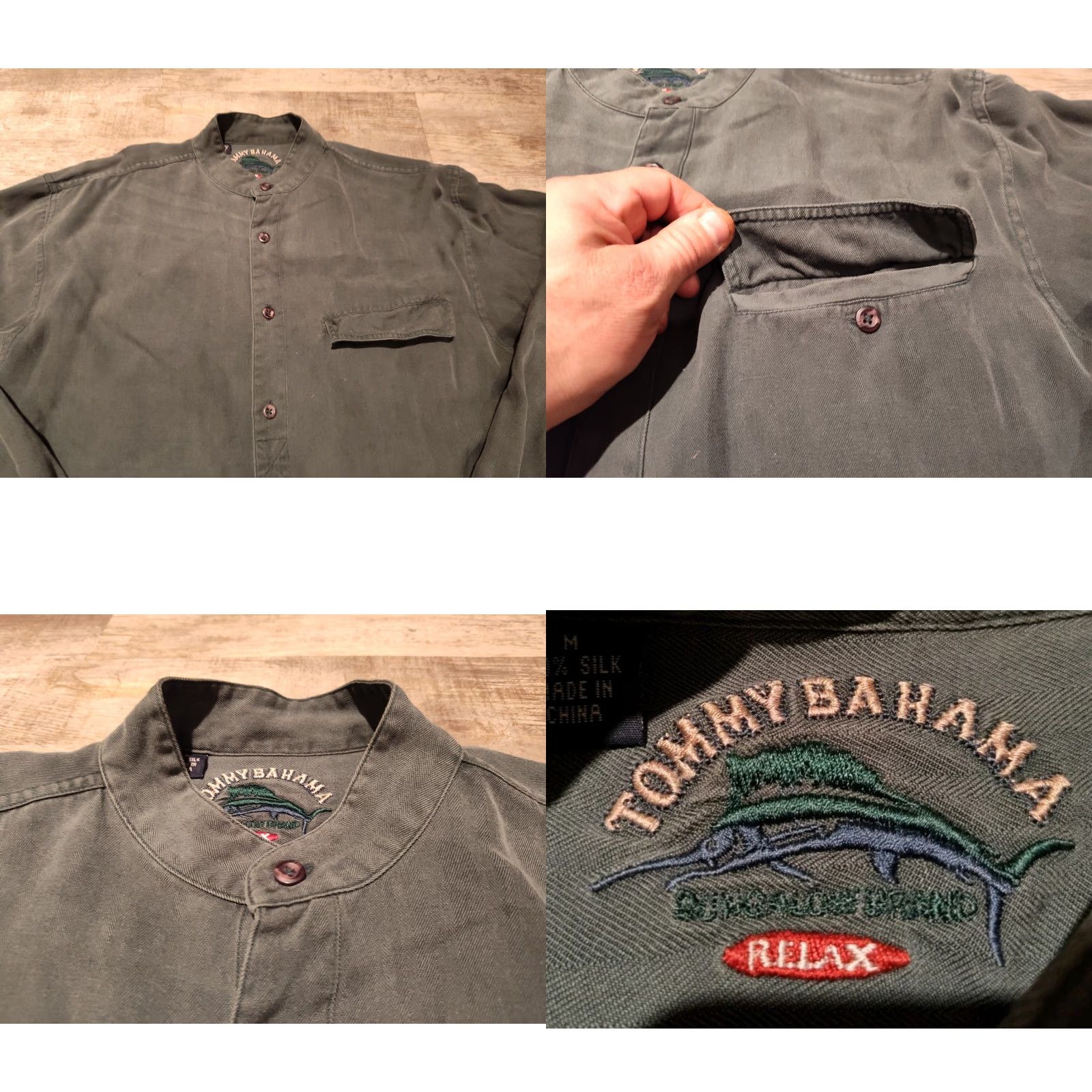 Tommy Bahama VINTAGE Tommy Bahama Men's Shirt M Green Silk Button-Up Long Sleeve Casual Party Wedding 90s Beach Tropical Size US M / EU 48-50 / 2 - 8 Thumbnail