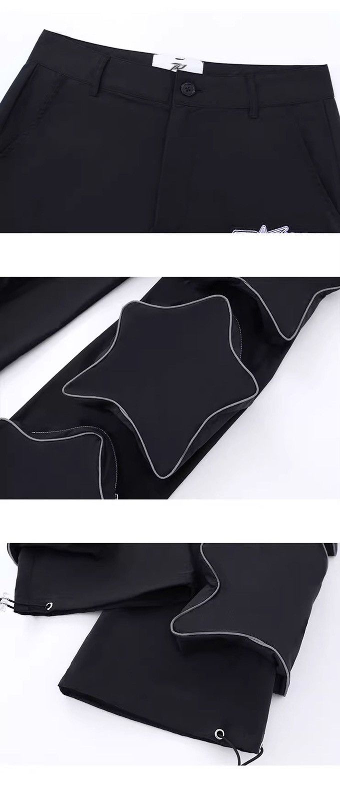Designer Reflective pants with stars and pockets hip-hop Harajuku Size US 32 / EU 48 - 4 Thumbnail