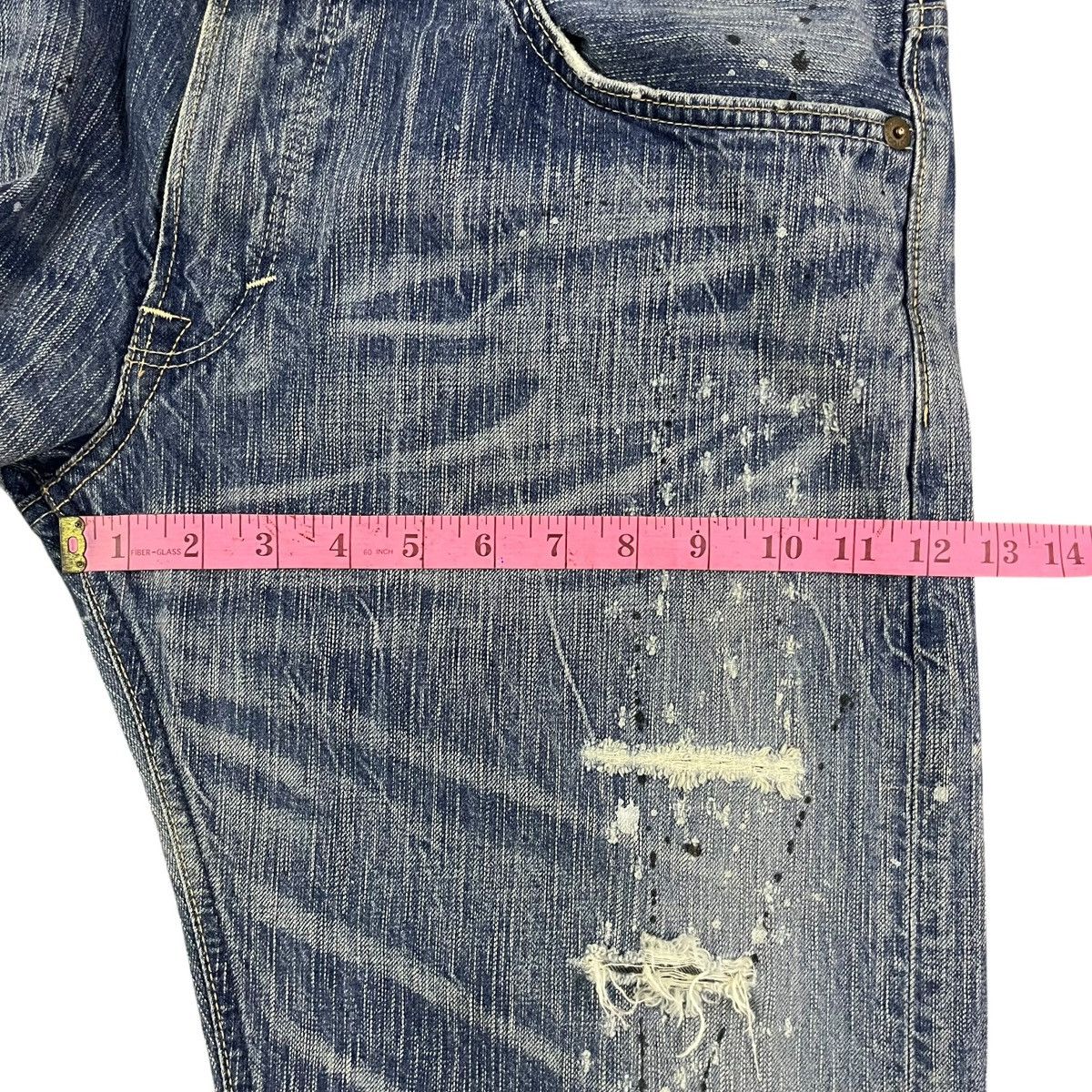 Edwin × Japanese Brand EDWIN 503 BLUE TRIP DISTRESSED PAINTED JEANS Size US 37 - 14 Thumbnail