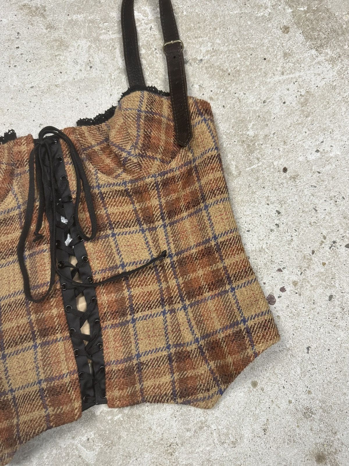 Dolce & Gabbana Dolce & Gabbana FW 2002 Wool Brown Tartan Runway Corset Size S / US 4 / IT 40 - 4 Thumbnail