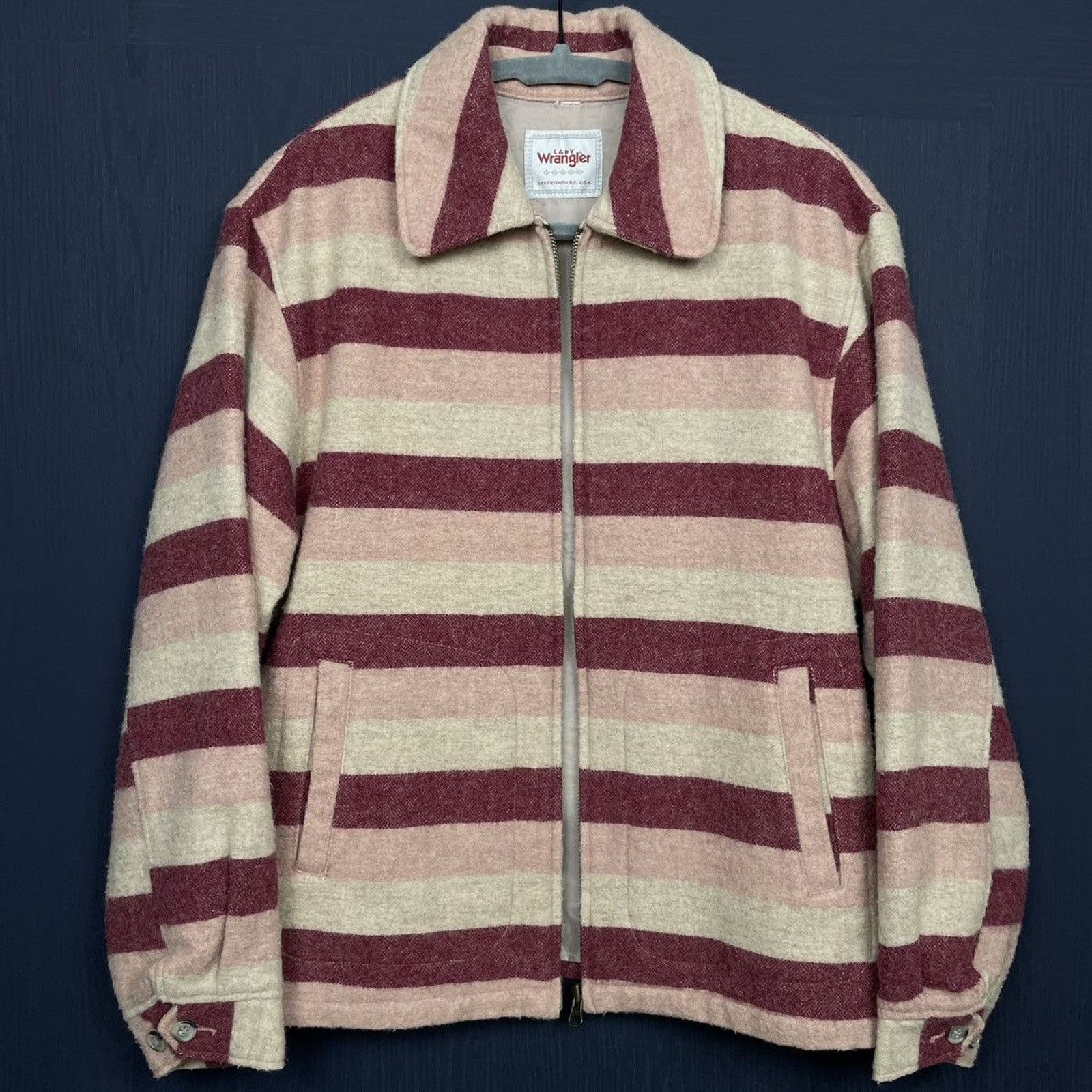 Japanese Brand × Vintage × Wrangler 🇯🇵WRANGLER JAPAN Lady’s Pink Wool Jacket Size M / US 6-8 / IT 42-44 - 2 Thumbnail