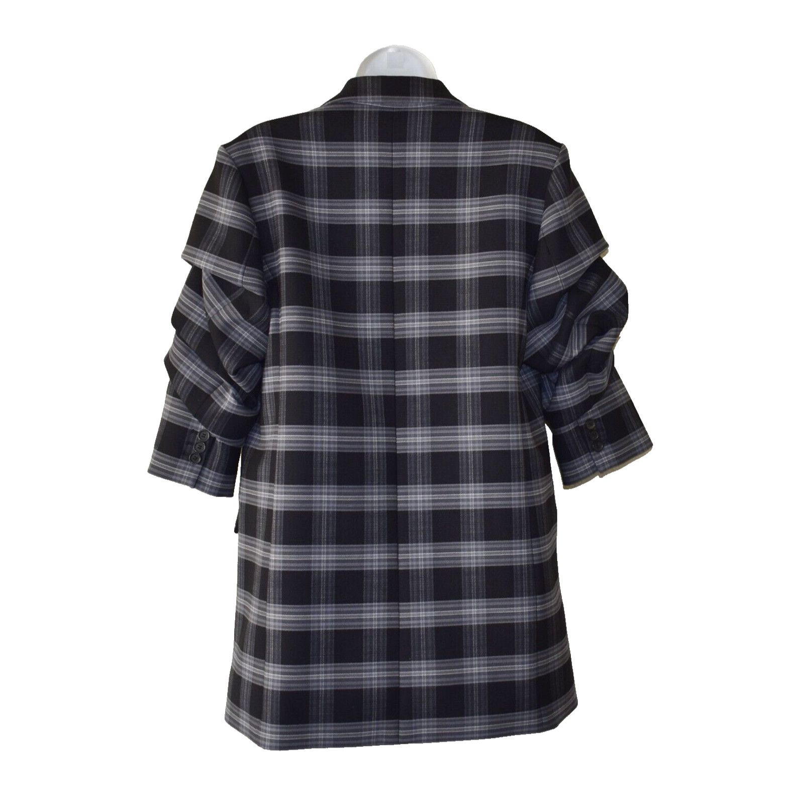 Michael Kors NWT MICHAEL KORS Slate Plaid Wool Ruched Sleeves Jacket Sz 8 Size M / US 6-8 / IT 42-44 - 3 Thumbnail