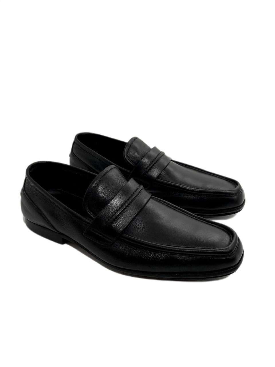Gucci GG Classic Casual Black Leather Slip On Loafers Shoes display picture 1