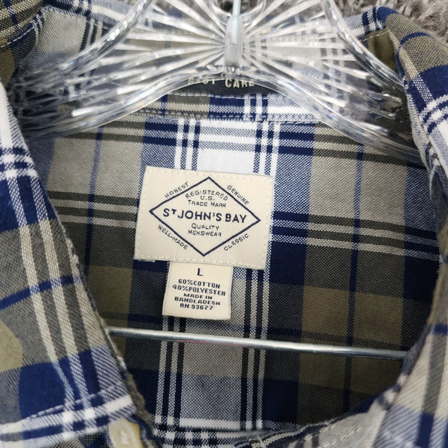 Vintage VINTAGE St. John's Bay Plaid Button-Up Shirt Mens Large Green Blue Long Sleeve Size US L / EU 52-54 / 3 - 4 Thumbnail