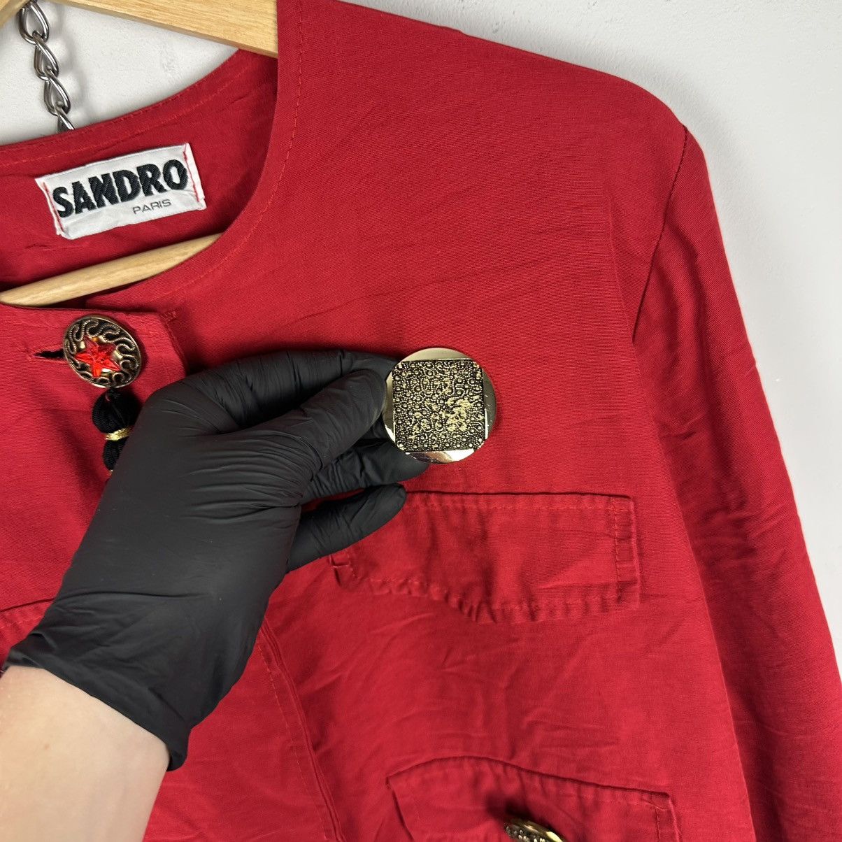 Sandro Vintage Rare Sandro 80’s Red Napaleon Cropped Blazer Size M / US 6-8 / IT 42-44 - 8 Thumbnail