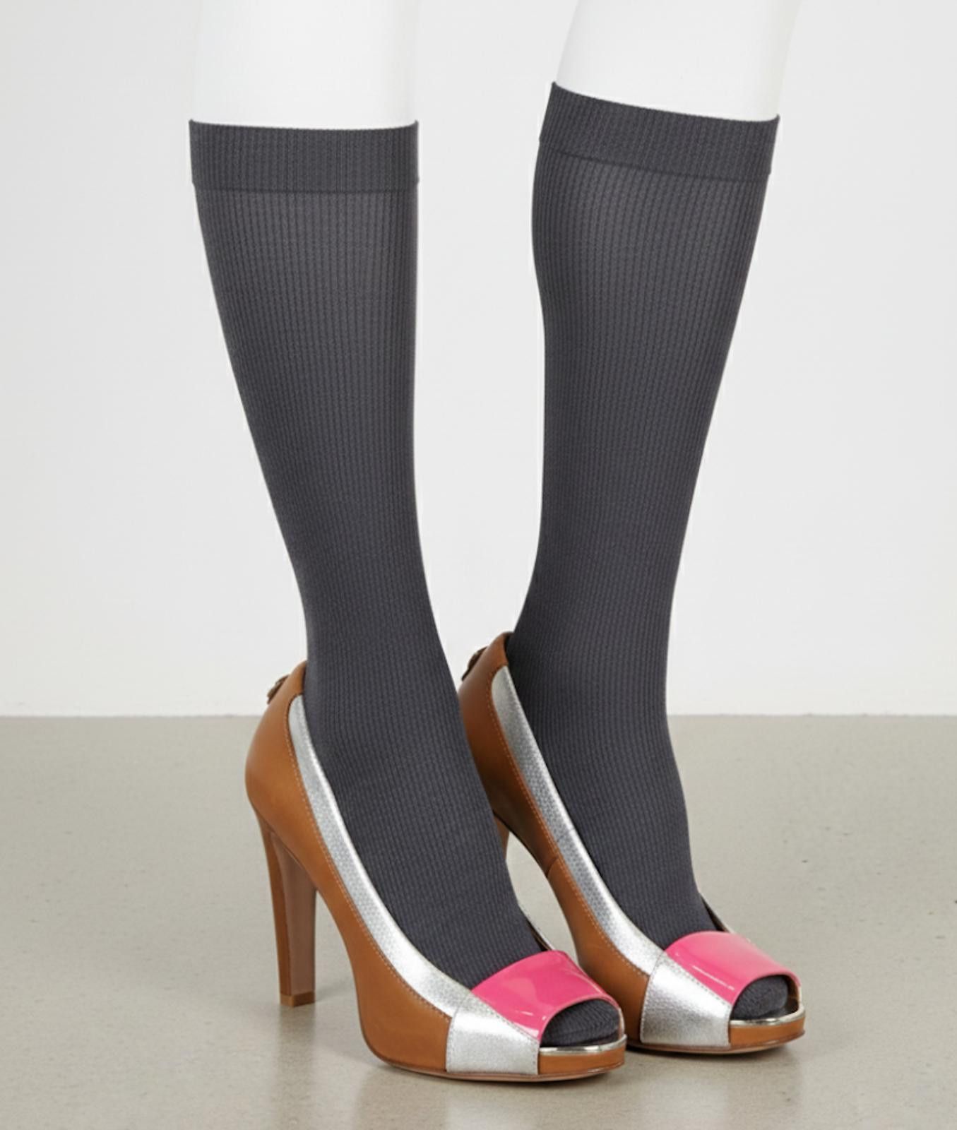 Other Tory Burch Brazil Heels Open-Toe Silver Brown Leather US 8.5 Size US 8.5 / IT 38.5 - 2 Thumbnail