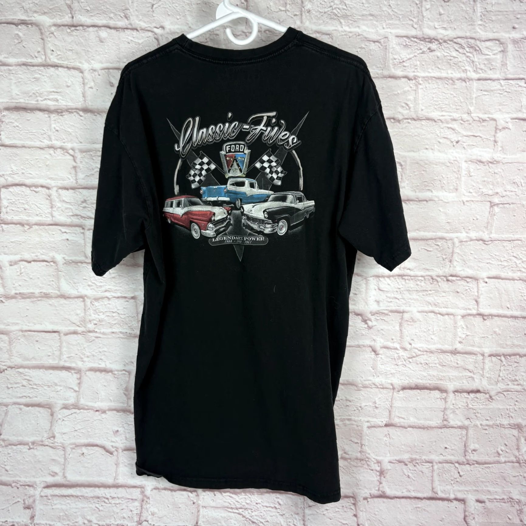 Vintage Newport Blue Ford Classic Fives Shirt Mens XL Black Graphic Tee Cars Automotive Racing Crew Neck Short Sleeve Vintage: No Size US XL / EU 56 / 4 - 2 Thumbnail