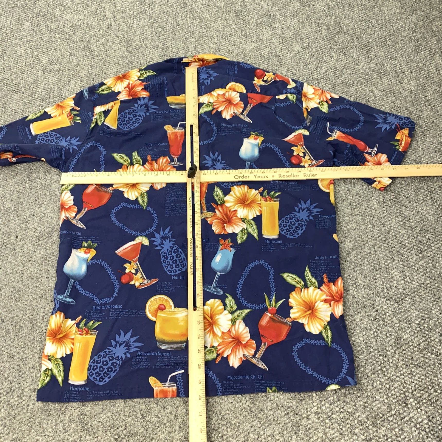 Hilo Hattie VINTAGE Hilo Hattie Hawaiian Shirt Mens Large Blue Floral Cocktail Recipe Print Aloha Hawaii Shirt Men L Short Sleeve Button-Up Cotton Size US L / EU 52-54 / 3 - 6 Thumbnail