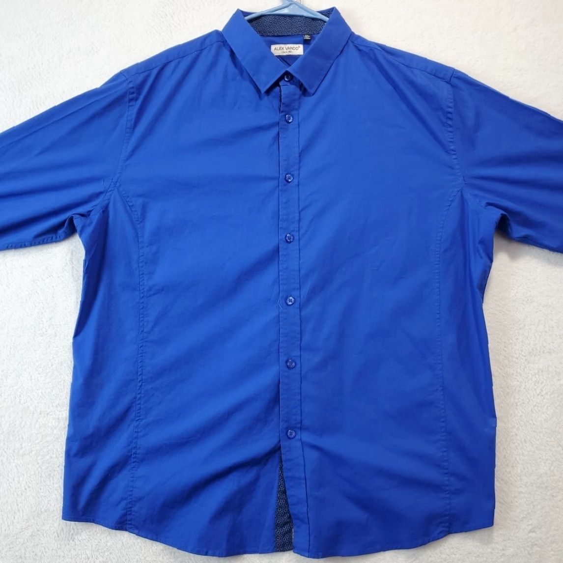 Vintage Alex Vando Shirt Mens Blue Button-Up Dress Oxford Casual Workwear 2XL Regular Size 48R - 4 Thumbnail