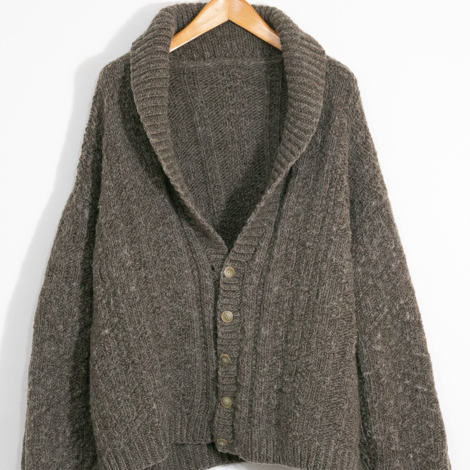 Vintage Vintage Shawl Collar Wool Cardigan Sweater Mens 2XL - Brown Size US XXL / EU 58 / 5 - 2 Thumbnail