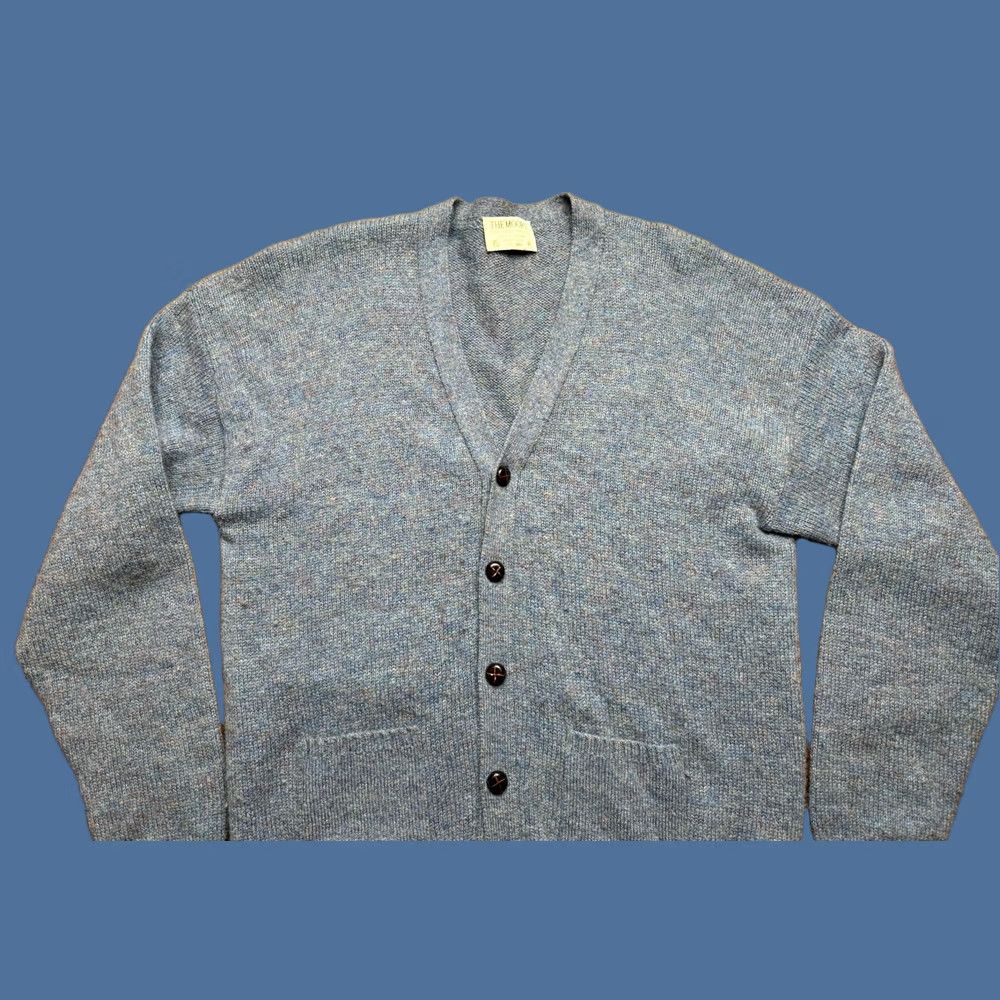 Vintage VINTAGE The Moors Lord Jeff 100% Shetland Wool Sweater Cardigan Men’s XL Blue Wool Cardigan, V-Neck, Solid Knit, Pockets, 70s, Regular Size, Men Size US L / EU 52-54 / 3 - 1 Thumbnail