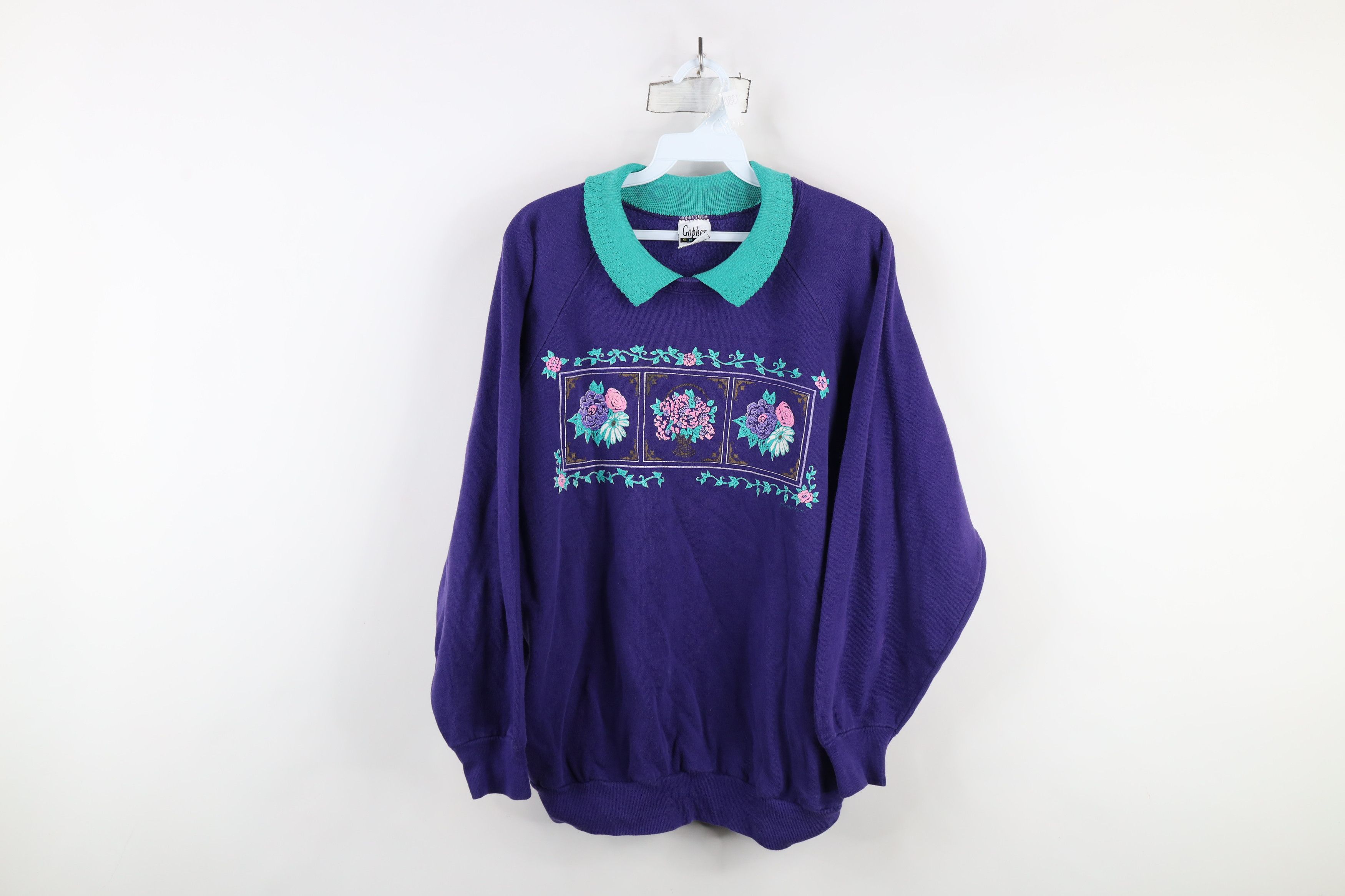 Vintage Vintage 90s Streetwear Farmhouse Collared Sweatshirt USA Size XXL / US 16-18 / IT 52-54 - 1 Thumbnail
