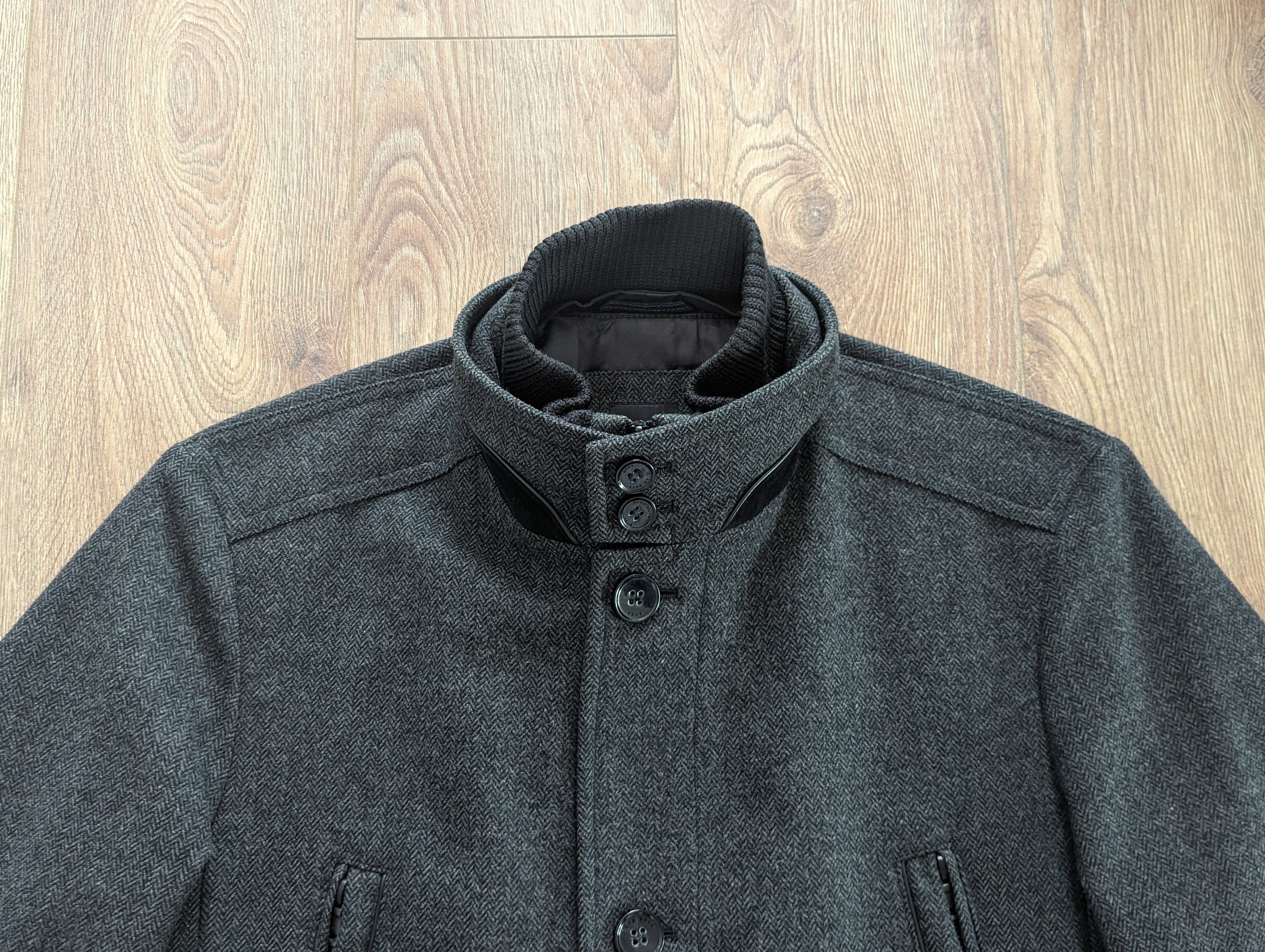 Hugo Boss HUGO BOSS Wool Men's Coat Size L (52) Luxury Brand Dark Gray Size US L / EU 52-54 / 3 - 2 Thumbnail