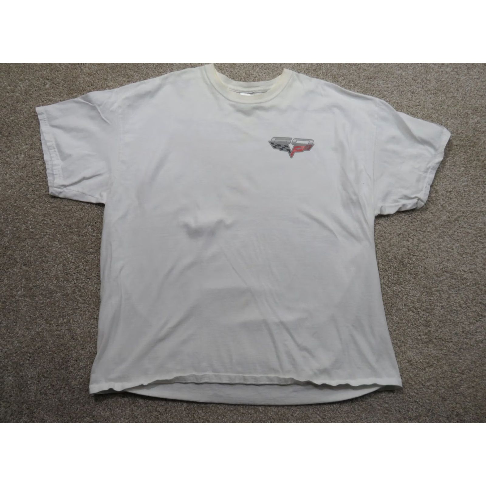 Gildan VINTAGE Men's 2XL Corvette 60 Logo T-Shirt White Cotton Crew Neck Short Sleeve Graphic Print Car Show, Regular, Gildan, White, Men Size US XXL / EU 58 / 5 - 4 Thumbnail
