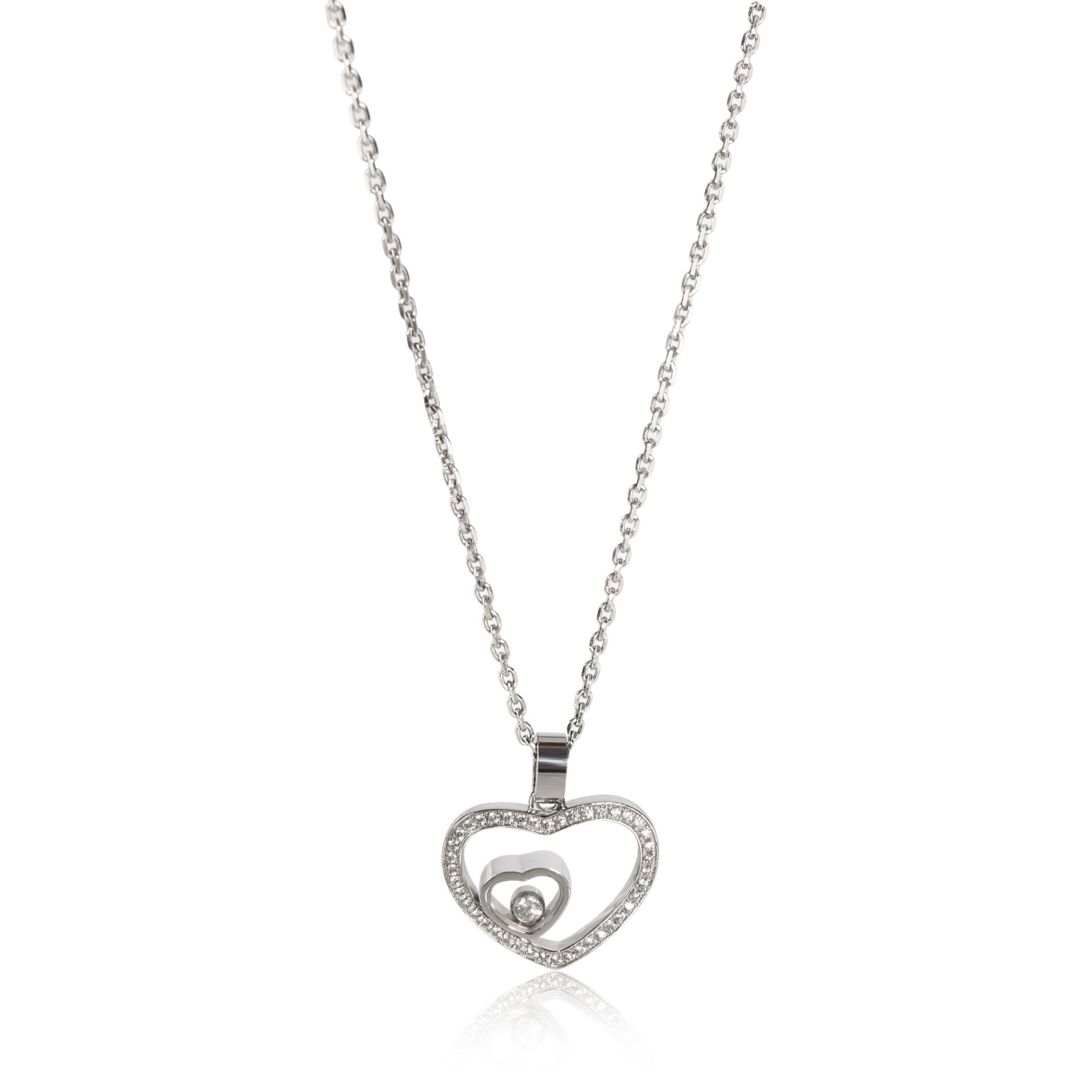 image of Chopard Happy Hearts Diamond Pendant In 18K White Gold 0.25 Ctw, Women's
