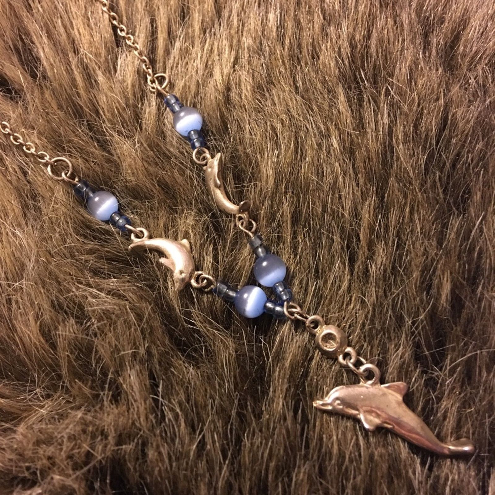 Jewelry JAY silver tone dolphin blue glass bead necklace Size ONE SIZE - 6 Thumbnail