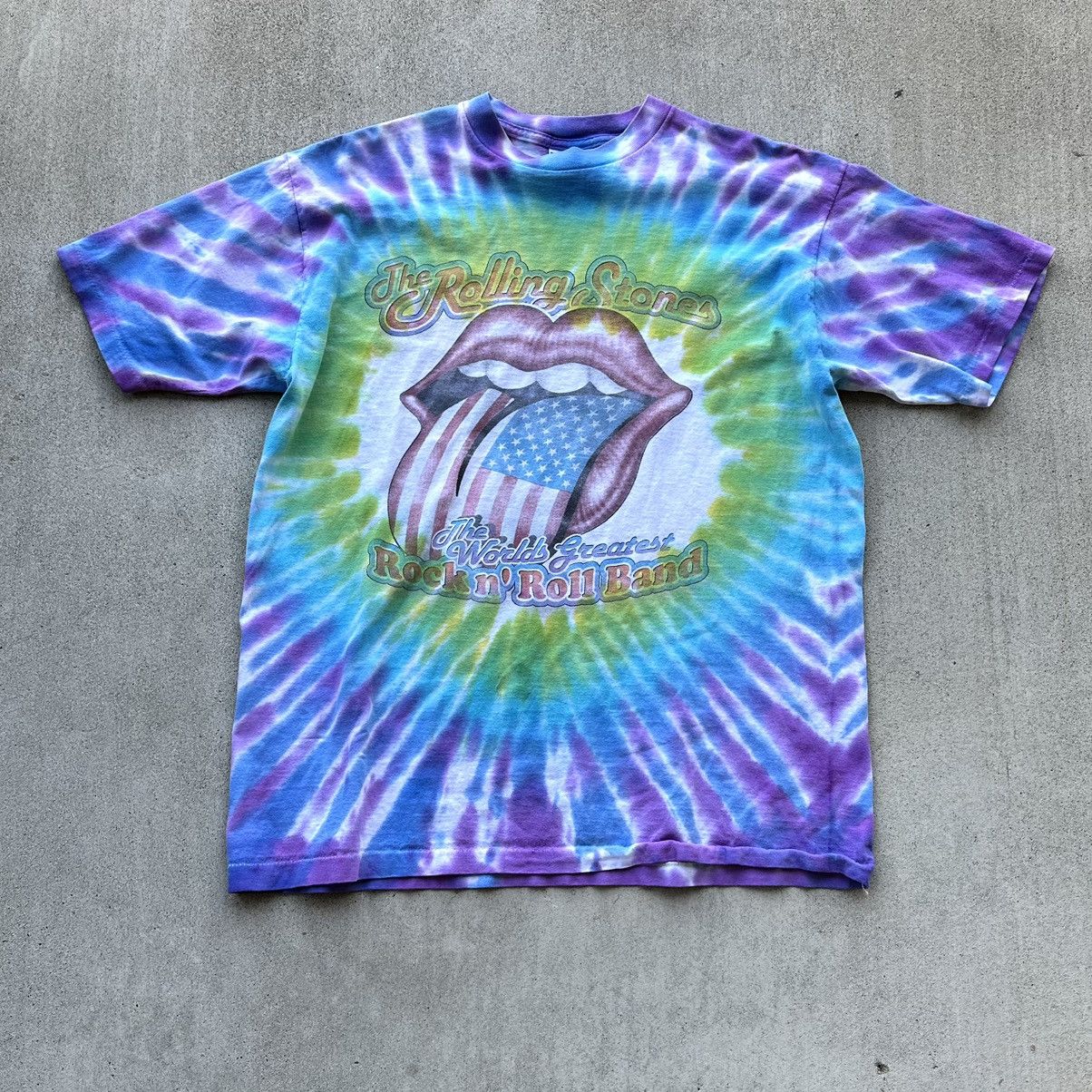 Band Tees × The Rolling Stones × Vintage Vintage Rolling Stones Band Tea 90S Single Stitch Tye Dye Size US XL / EU 56 / 4 - 1 Thumbnail