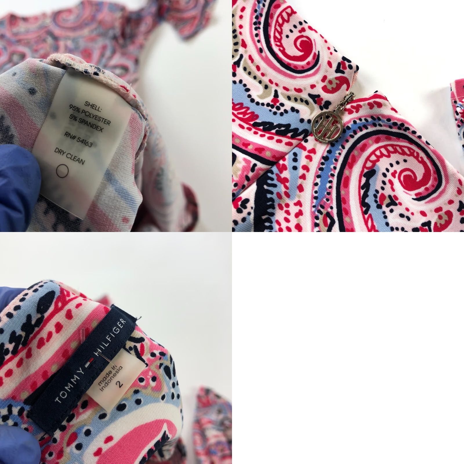 Tommy Hilfiger Tommy Hilfiger Dress Paisley Pink Bell Sleeve Boat Neck Mini Sheath Above Knee Size XS / US 0-2 / IT 36-38 - 8 Thumbnail