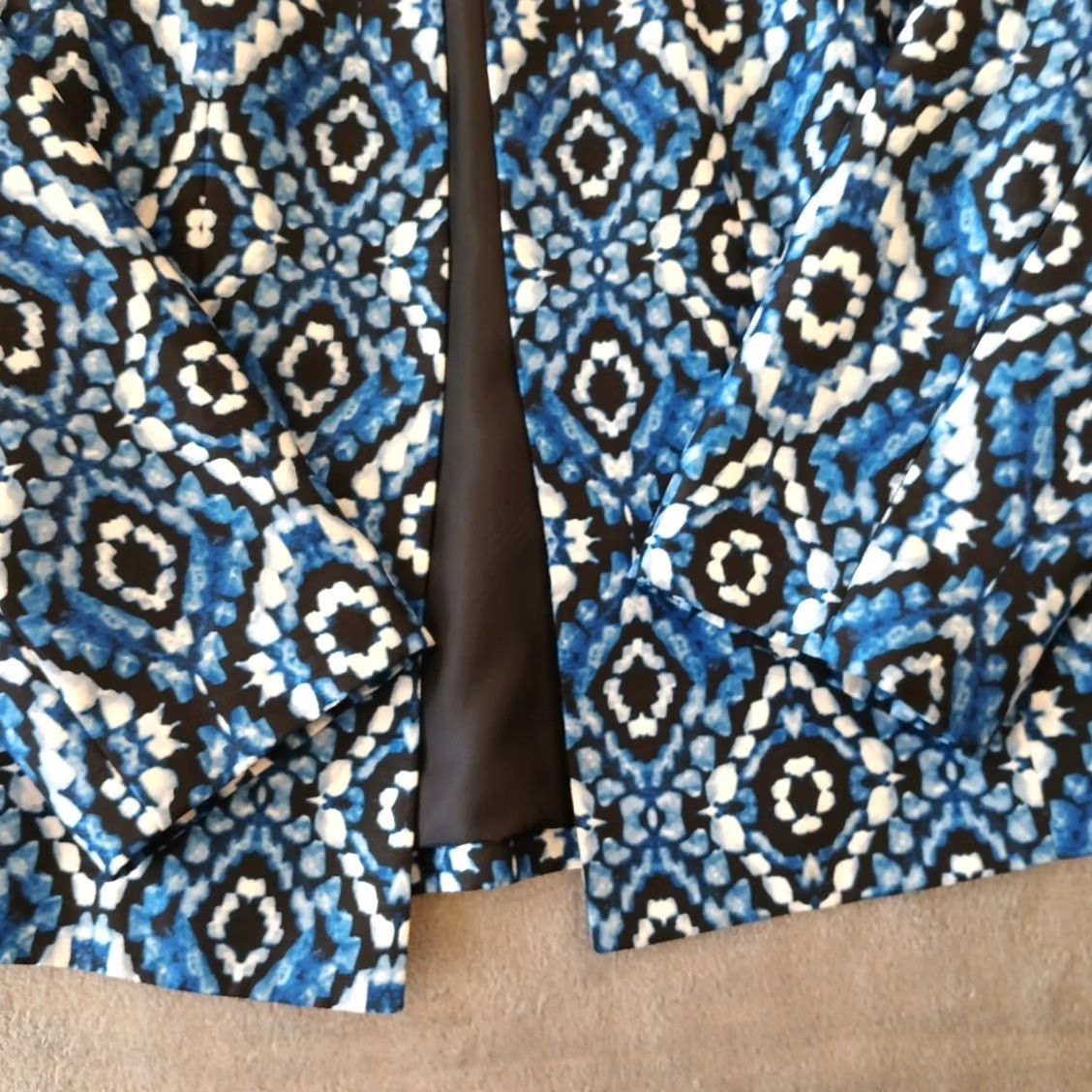 Kasper Kasper Blazer Women 10P Blue Geometric Lined Notch Lapel Single-Breasted Long Sleeve Jacket Suit Size L / US 10 / IT 46 - 4 Thumbnail