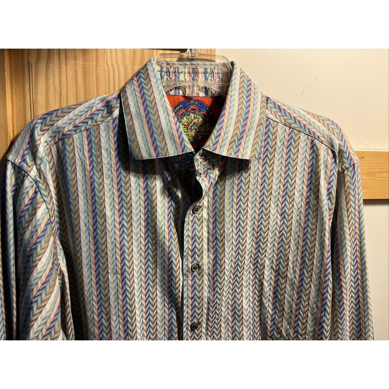 Robert Graham Robert Graham Men L Multicolor Stripe LS Button Cotton Shirt Size US L / EU 52-54 / 3 - 6 Thumbnail