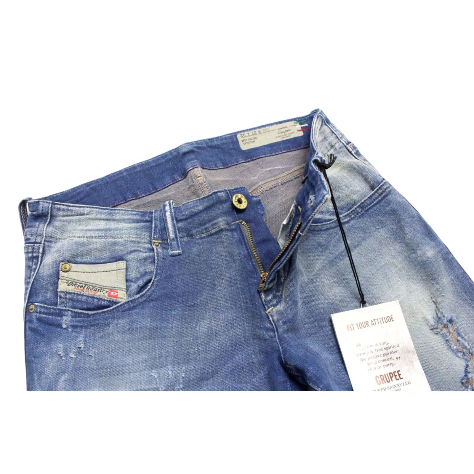 Diesel DIESEL Jeans Women's Grupee Super Slim-Skinny Low Waist 0808G Stretch Blue W27/L32 Size 27" / US 4 / IT 40 - 4 Thumbnail