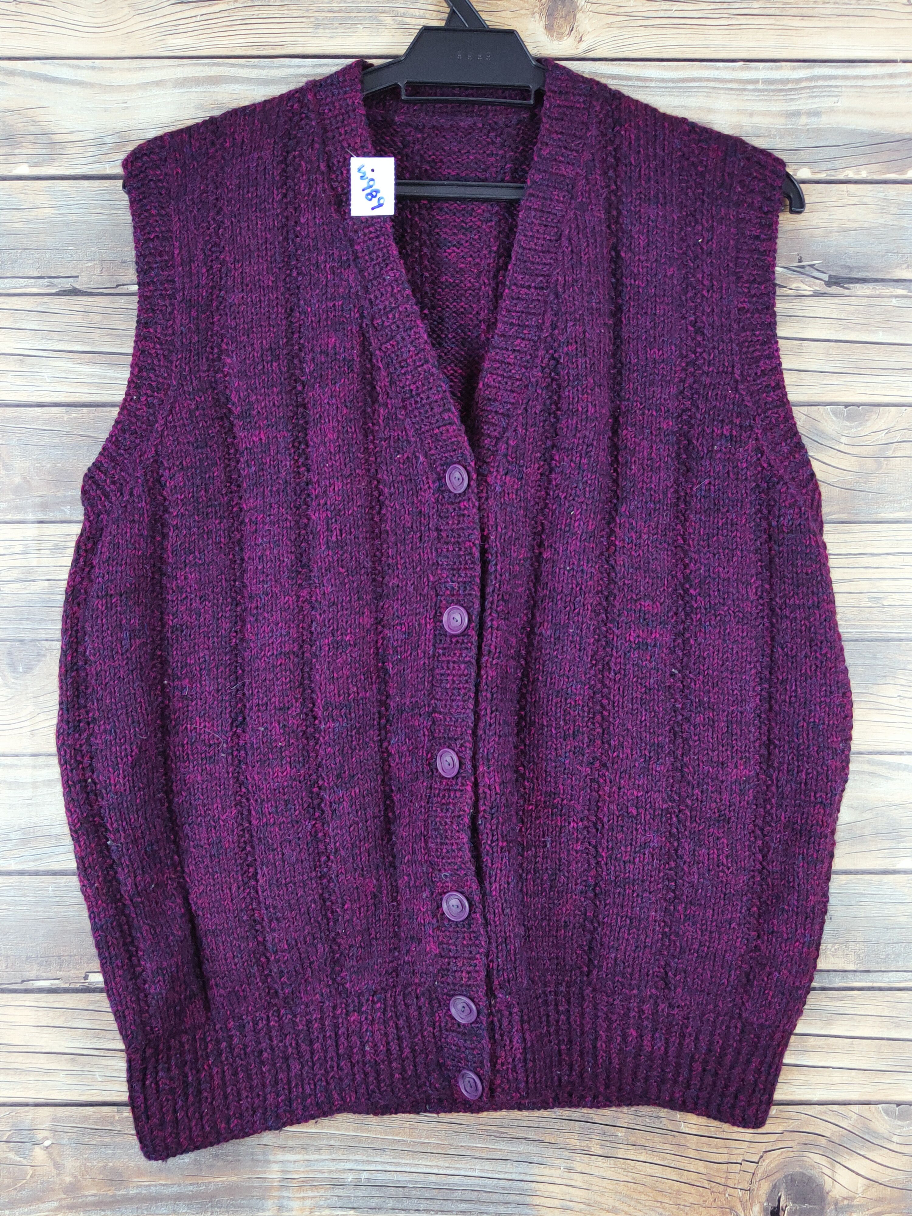 Aran Isles Knitwear × Japanese Brand × Vintage Japanese Brand Dark Purple Knitwear Button Up Vests #W989 Size M / US 6-8 / IT 42-44 - 1 Thumbnail