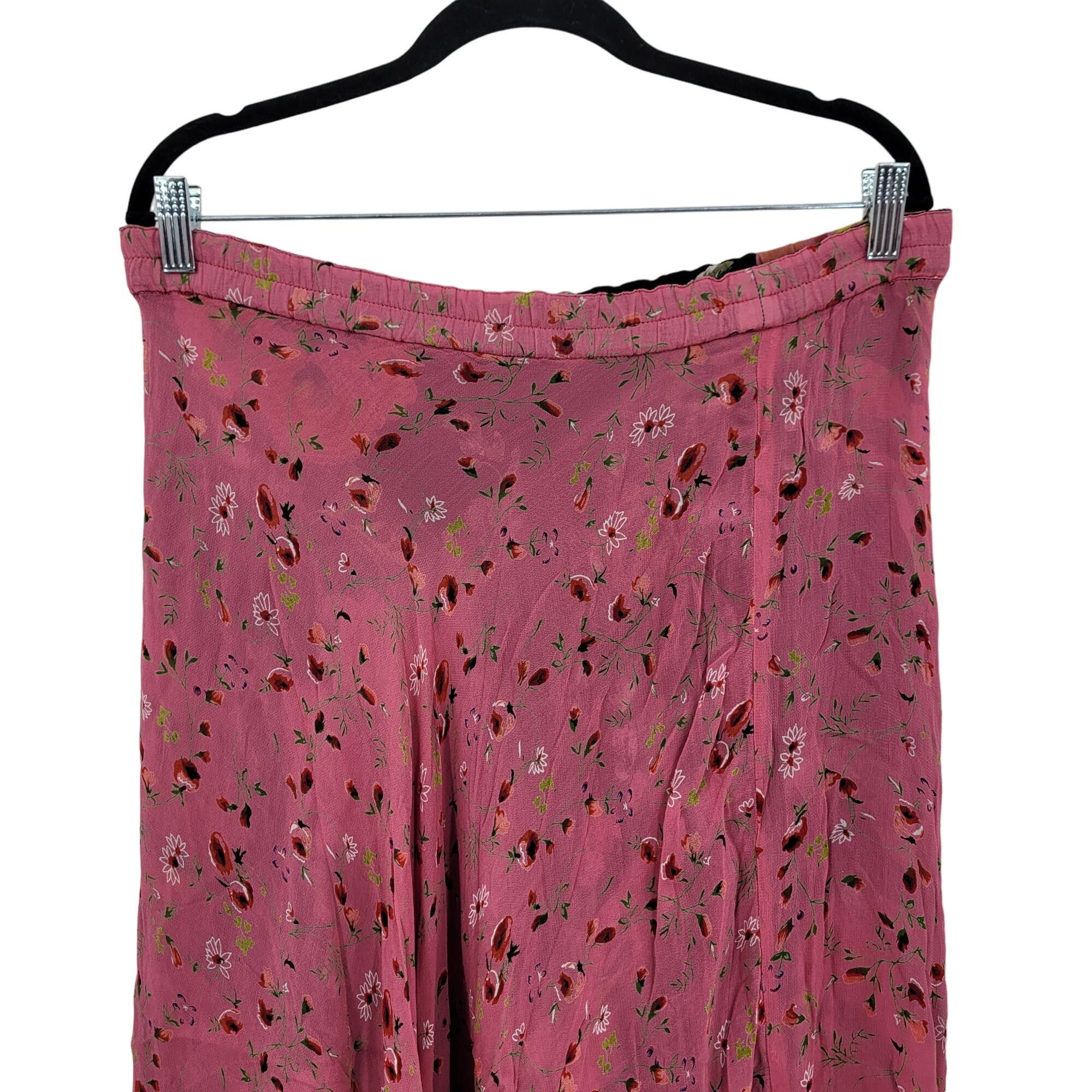 Vintage Vintage Reversible Floral Maxi Skirt M Black Pink Ditzy Size 35" - 6 Thumbnail