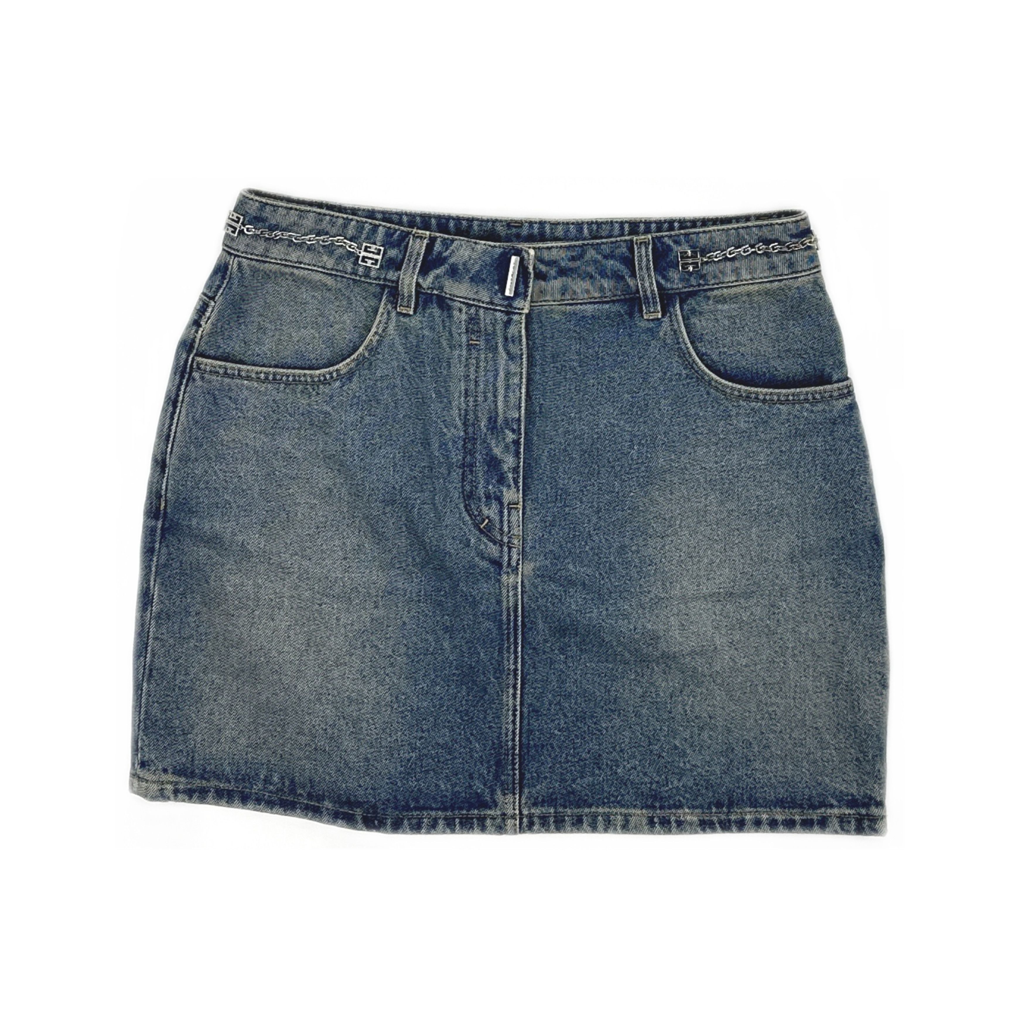 Givenchy Givenchy Chain Detail Denim Mini Skirt Size 40 Size 28" / US 6 / IT 42 - 1 Thumbnail
