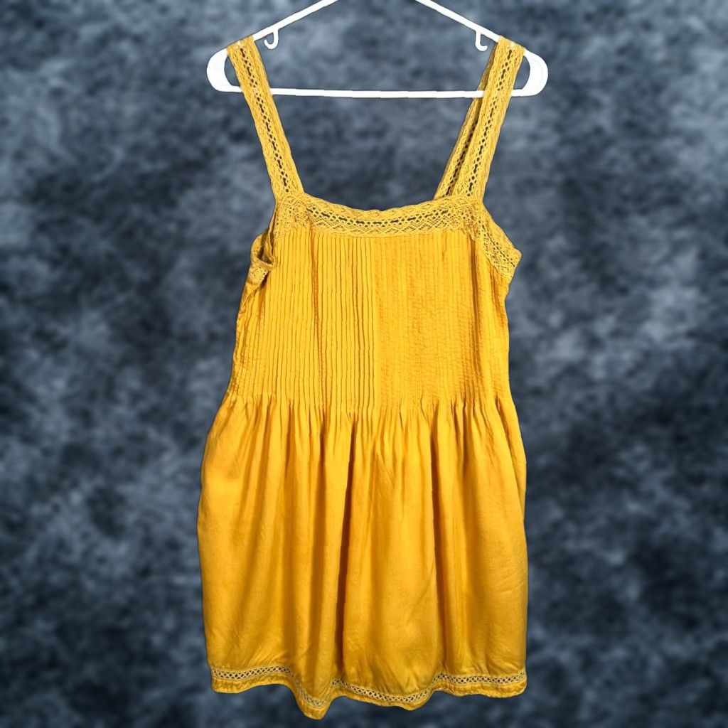 Vintage VINTAGE Wilfred Yellow Pleated Sundress Mini Sleeveless Womens Small 90s Fashion Model Size S / US 4 / IT 40 - 1 Thumbnail