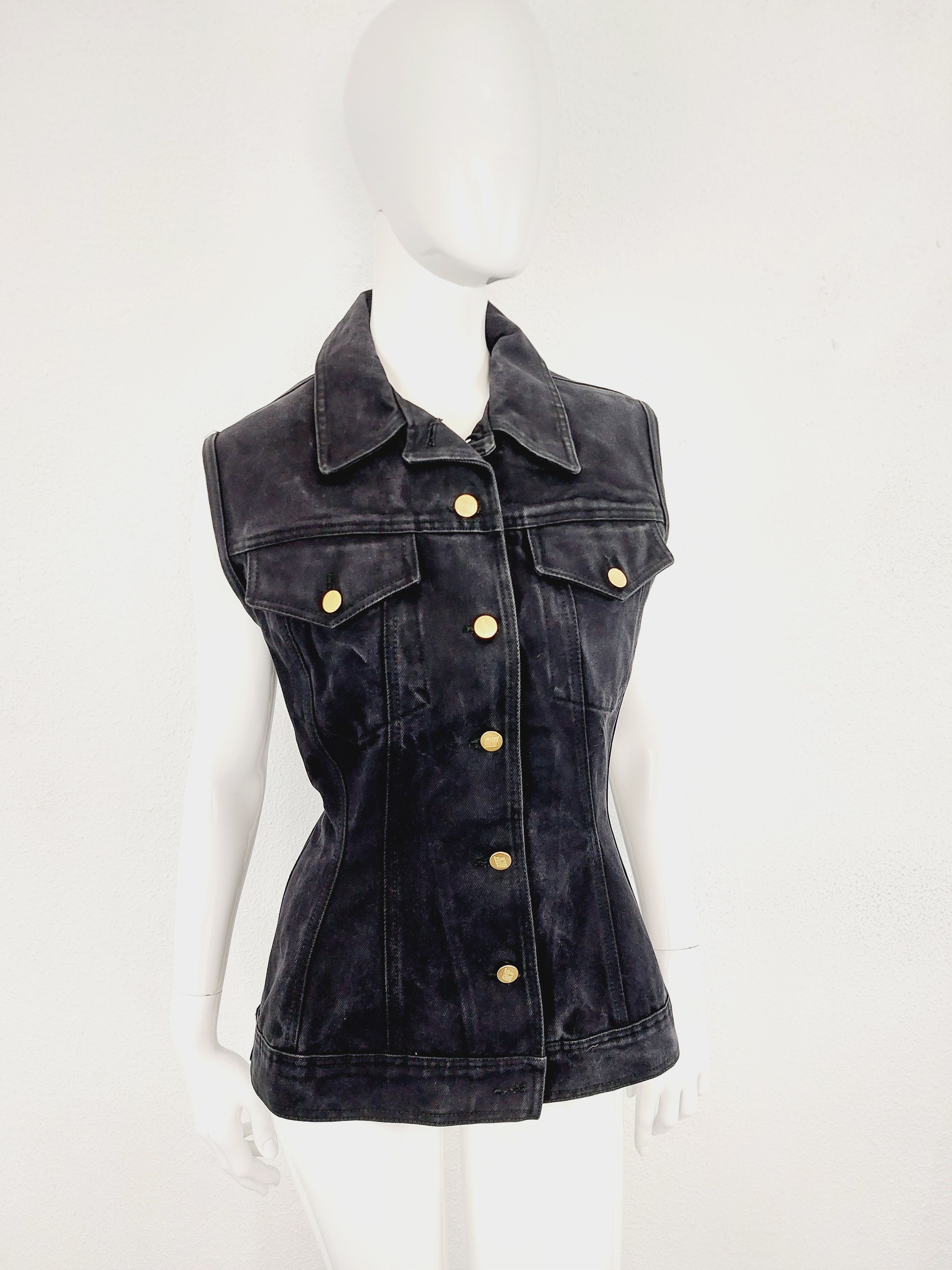 Jean Paul Gaultier Lace Up Coset Denim Vest Top Corset