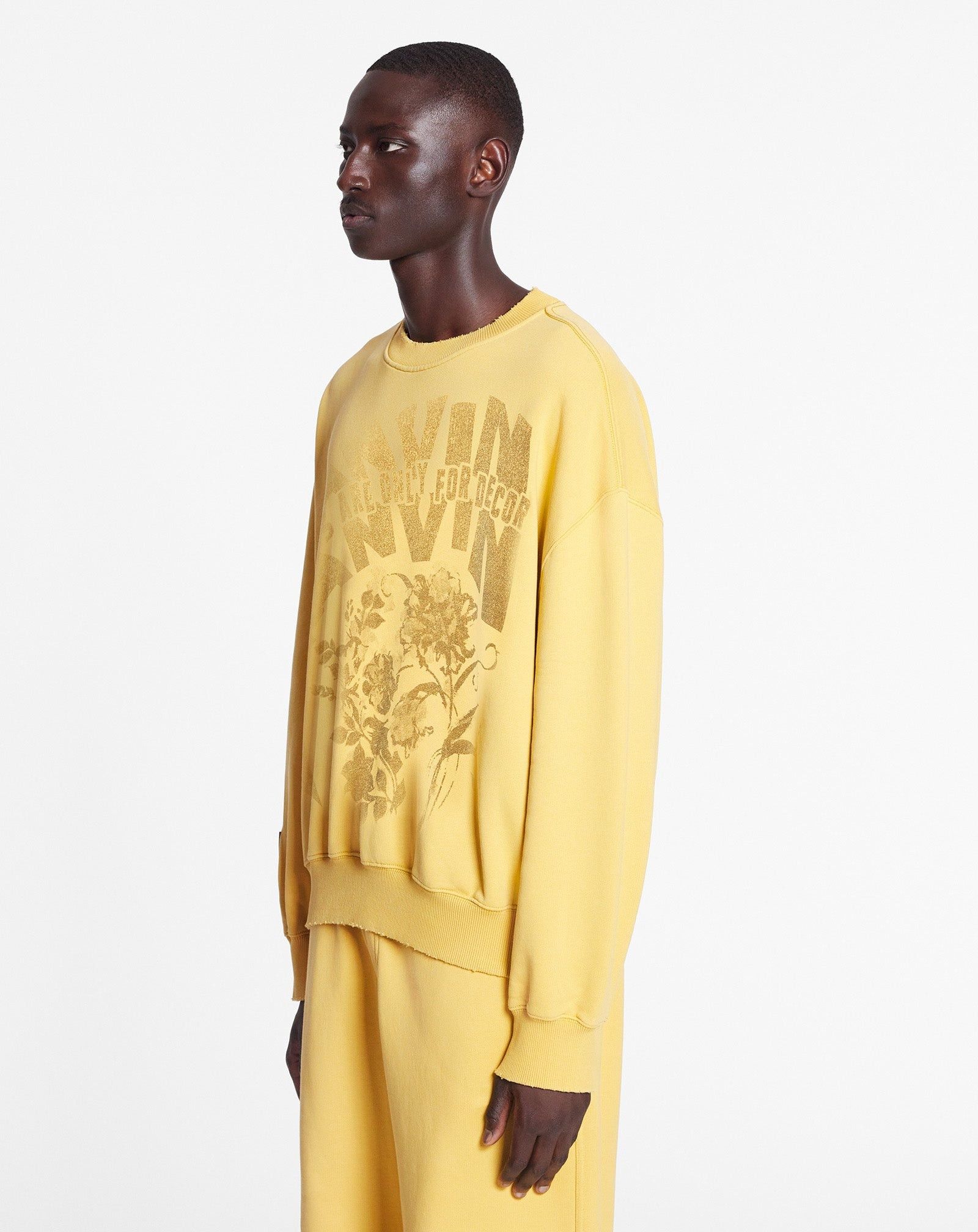 Lanvin o1mle0825 Unisex Loose Fit Printed Sweatshirt in Yellow Size US M / EU 48-50 / 2 - 4 Thumbnail