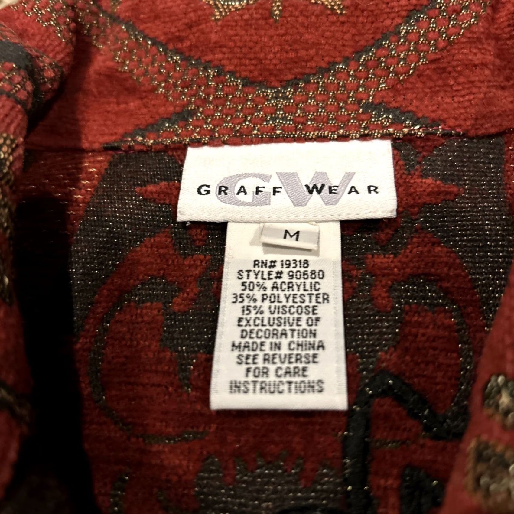 GRAFF VINTAGE Graff Shirt M Red Embroidered Long Sleeve Button Up Cottagecore Women's B28 Size M / US 6-8 / IT 42-44 - 2 Thumbnail