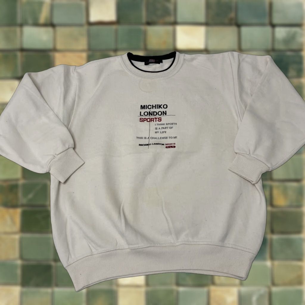 Vintage VINTAGE Michiko London Sports Pullover Sweater Beige Medium Mens Sweater Size US M / EU 48-50 / 2 - 1 Thumbnail