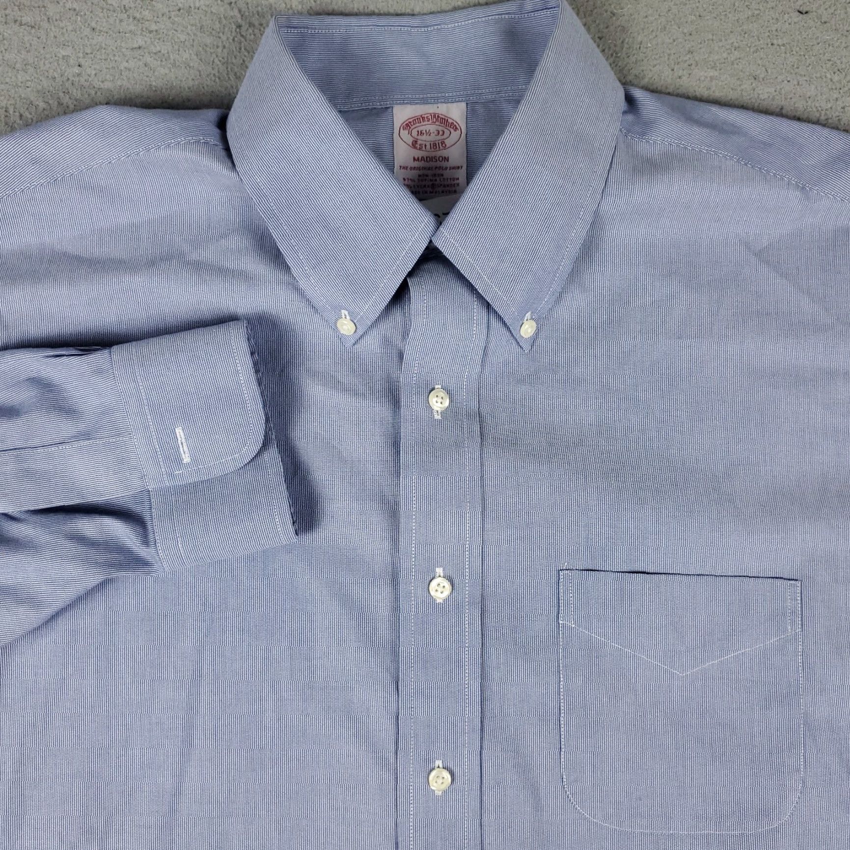 Brooks Brothers Brooks Brothers Dress Shirt Mens Regular Fit 16.5 Blue Long Sleeve Button Down Non-Iron Cotton Size 42R - 2 Thumbnail