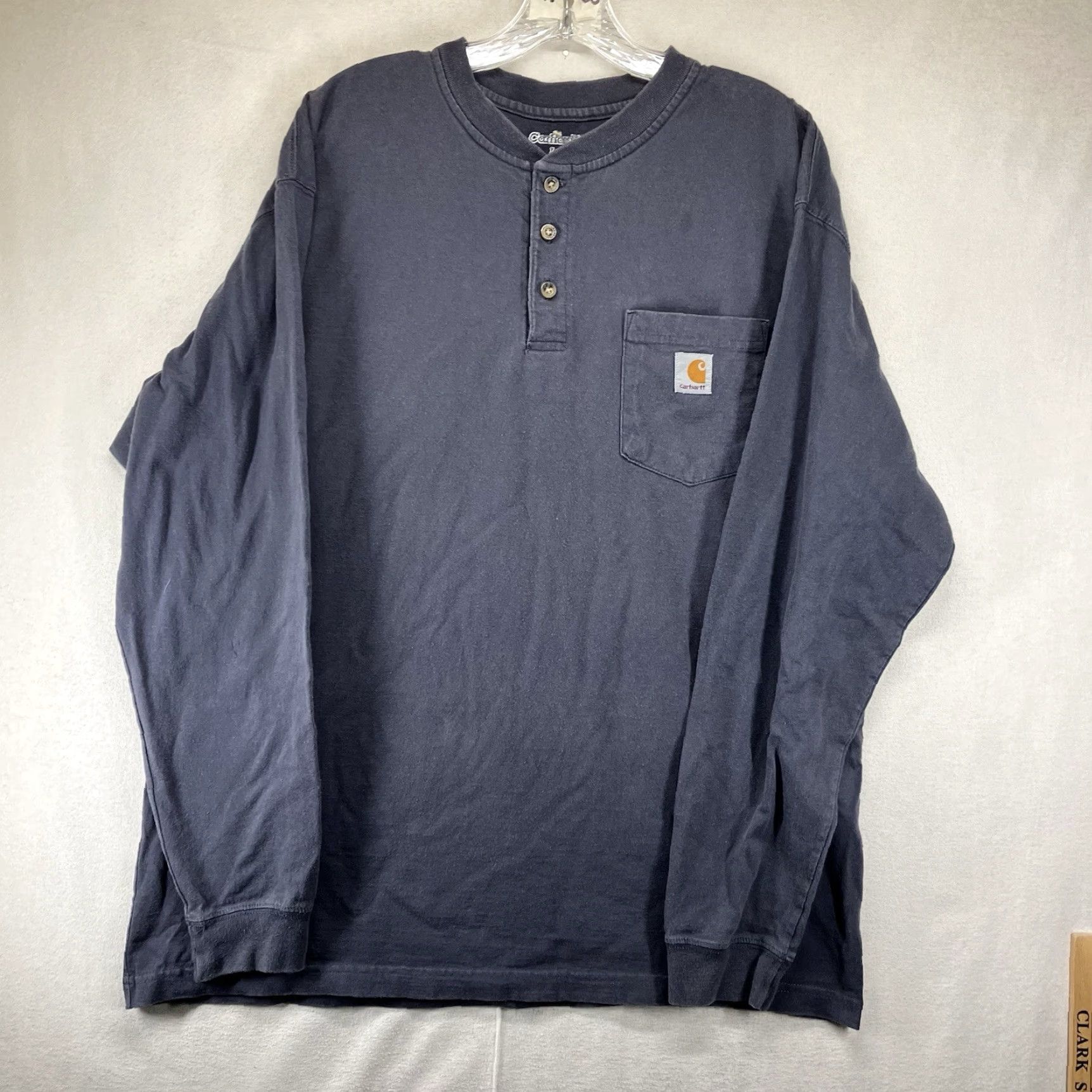 Carhartt VINTAGE Carhartt Mens T-Shirt Henley Long Sleeve Navy Blue All Cotton 100% 2010s K87 Logo Pockets Heavyweight Regular Size L Size US L / EU 52-54 / 3 - 2 Thumbnail