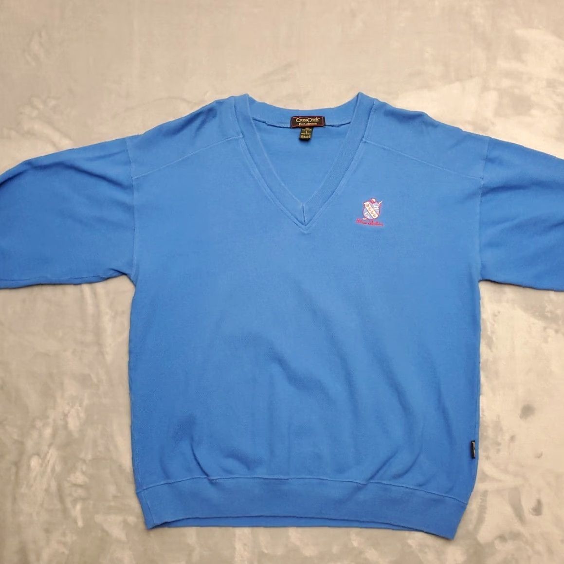Vintage VINTAGE Cross Creek Golf Sweater Mens L Blue Lakes V-Neck 100% Cotton Pullover Made in USA Size US L / EU 52-54 / 3 - 2 Thumbnail