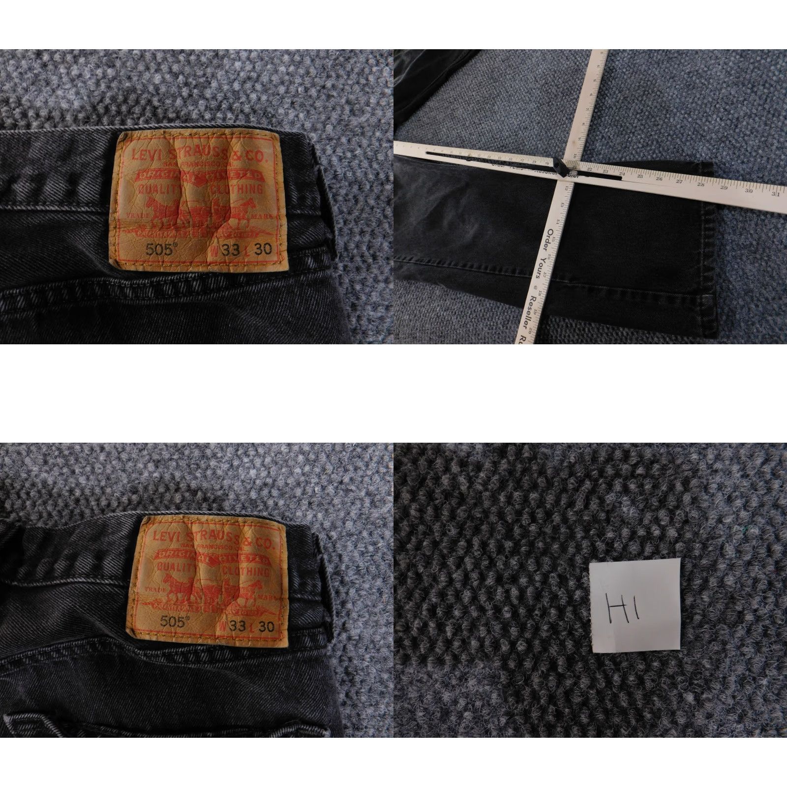 Levi's Levi's 505 Jeans Mens 33x30 Black Straight Classic Regular Denim 5-Pocket Button Fly Distressed Logo Size US 33 - 8 Thumbnail