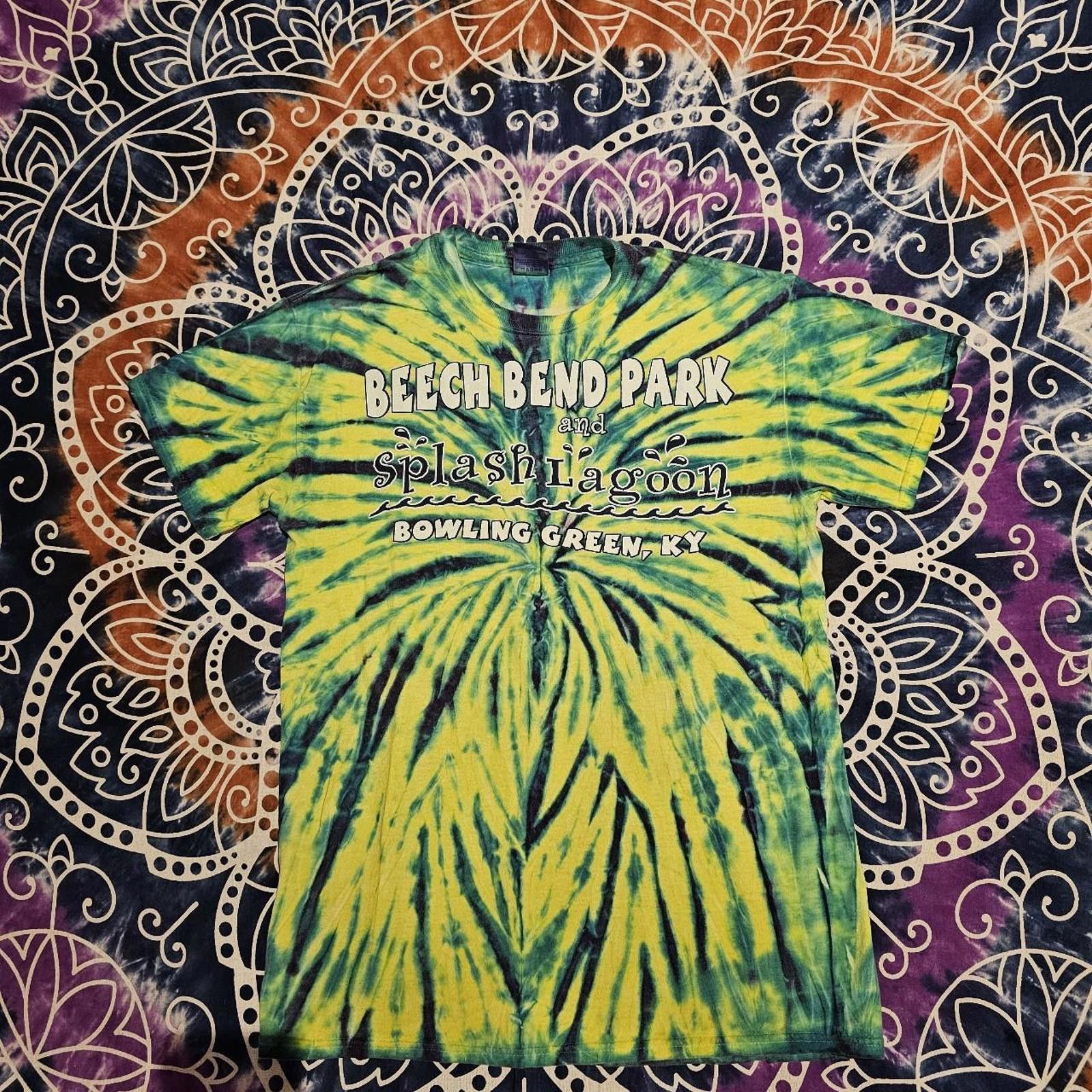 Designer Men's Blue and Green Beach Bend Park Tie-Dye T-shirt Size US M / EU 48-50 / 2 - 1 Thumbnail